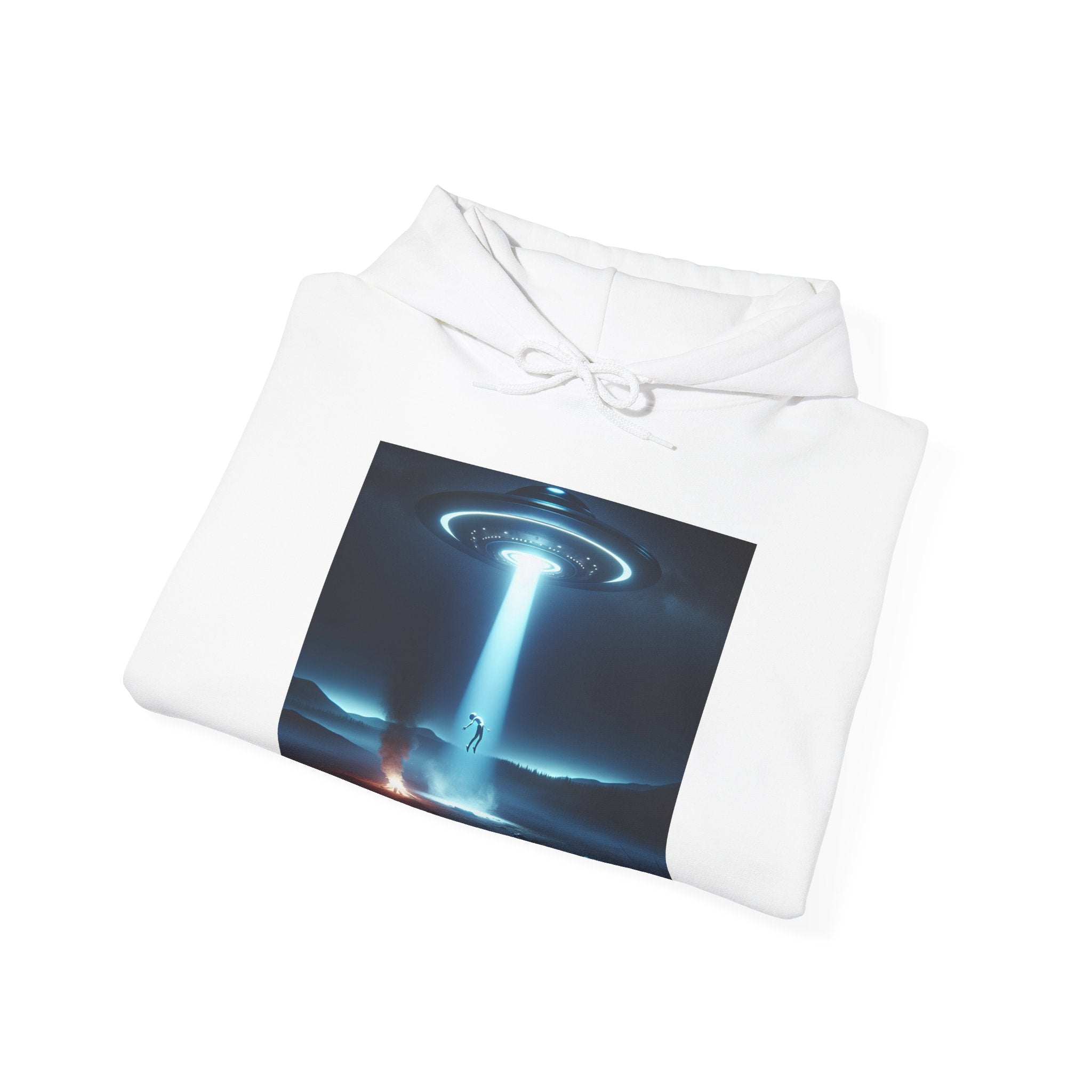 Alien Abduction Hoodie — Spaceship Tractor Beam Graphic Sweatshirt