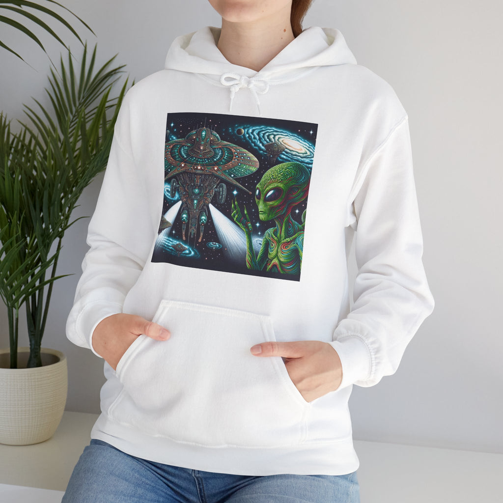 Alien Spaceship Hoodie — Extraterrestrial UFO Graphic Sweatshirt