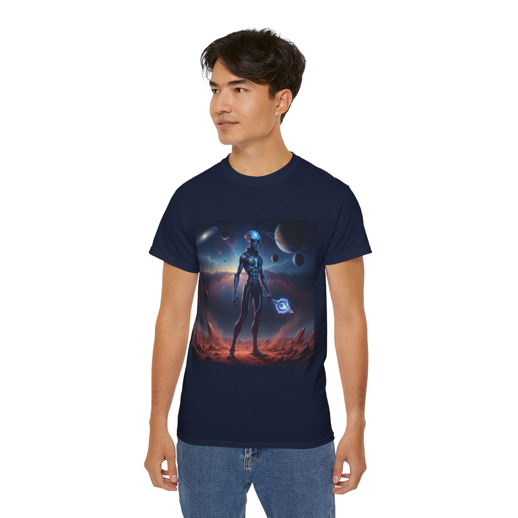 Camiseta de ciencia ficción de guerrero alienígena — Camiseta de explorador espacial de androide cósmico