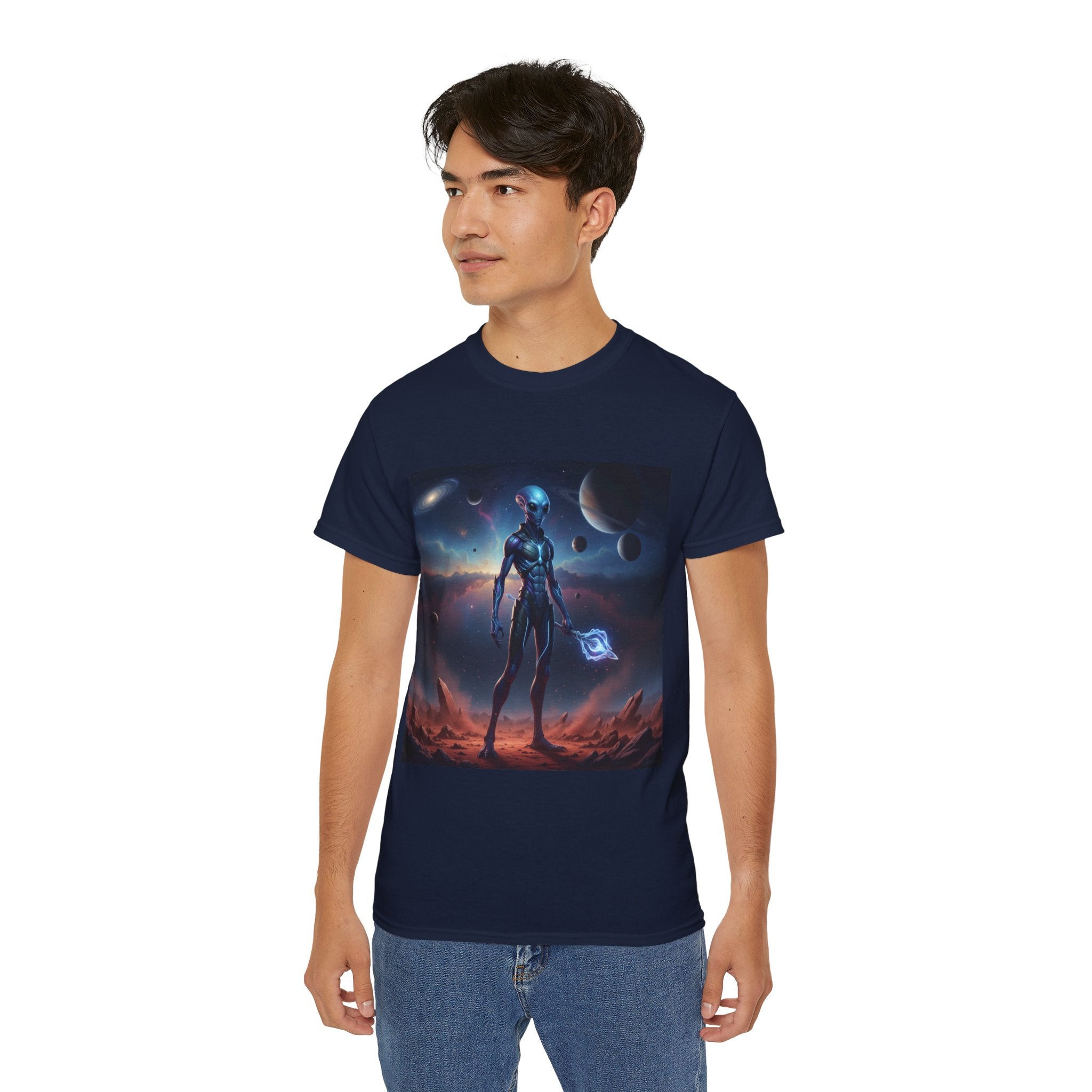 Camiseta de ciencia ficción de guerrero alienígena — Camiseta de explorador espacial de androide cósmico