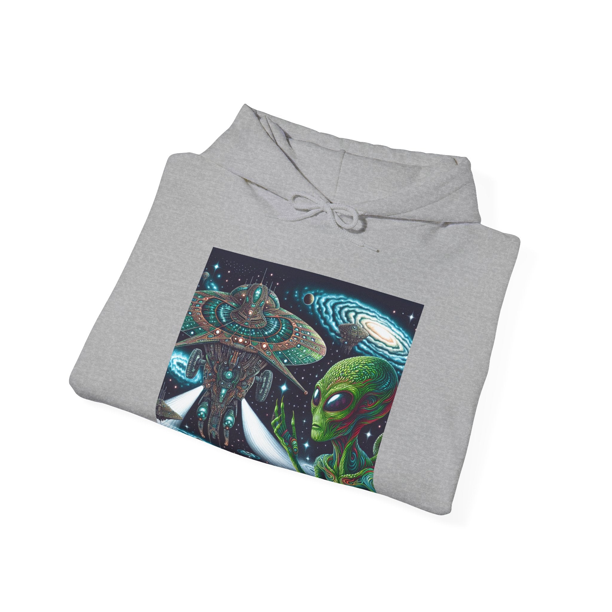 Alien Spaceship Hoodie — Extraterrestrial UFO Graphic Sweatshirt