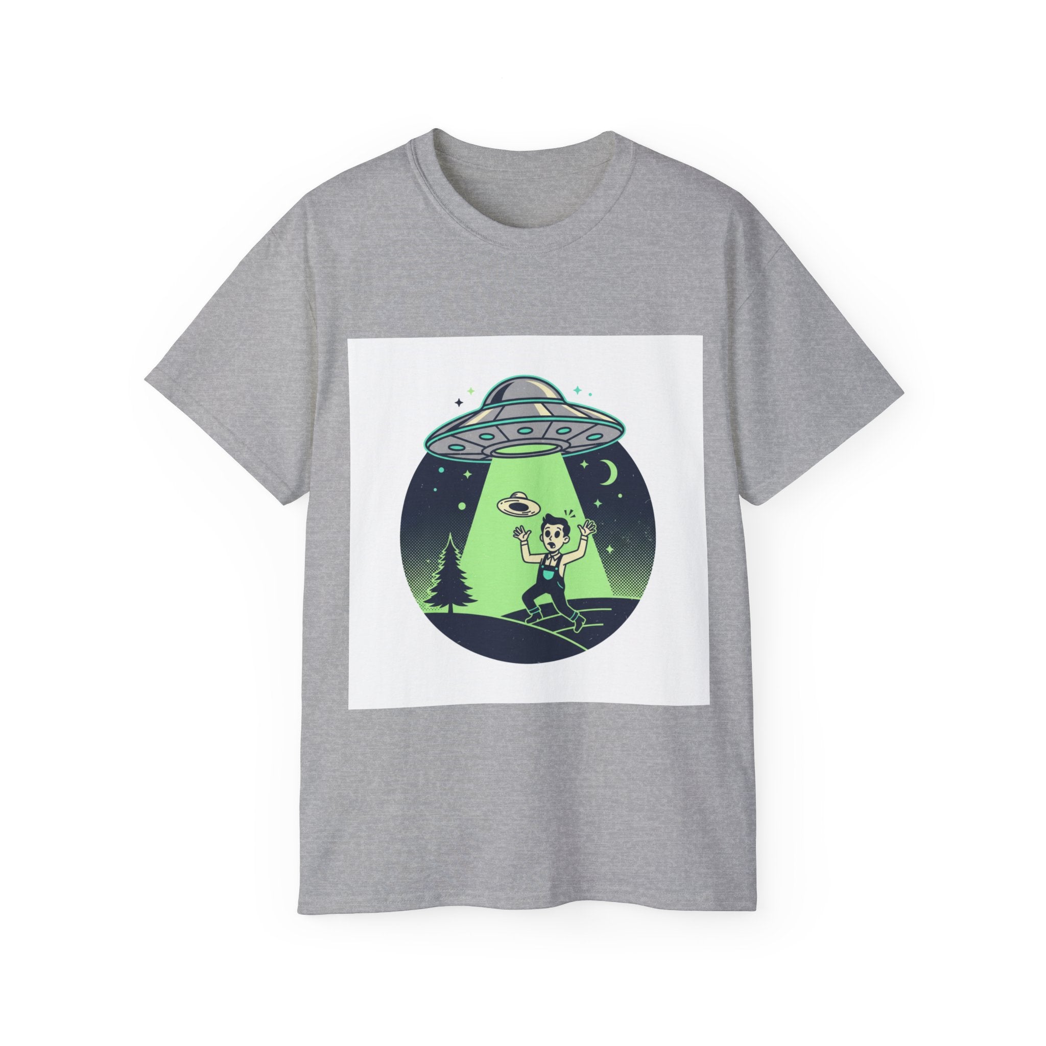 Alien Abduction T-Shirt — Retro UFO Beam Graphic Tee