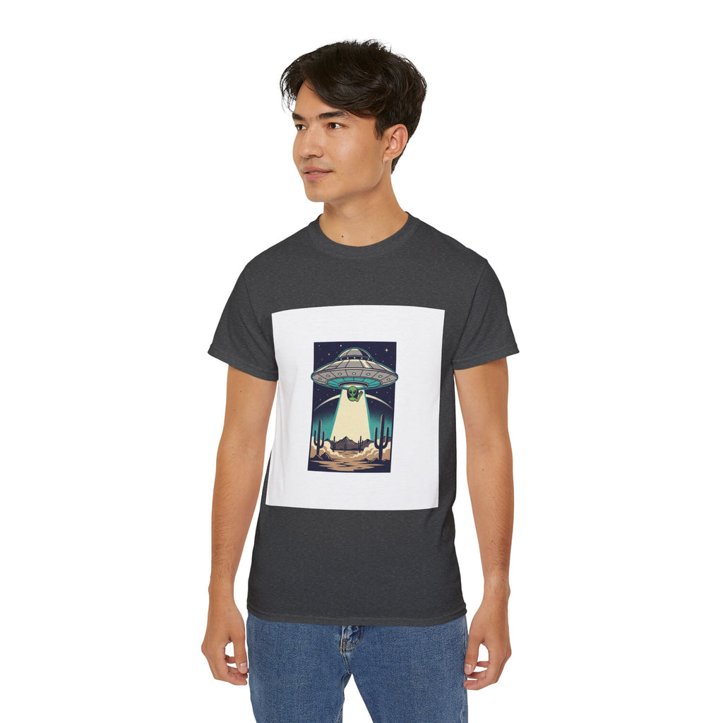 Alien Spaceship Tee — Retro UFO Abduction Desert Graphic T-Shirt Adult Unisex