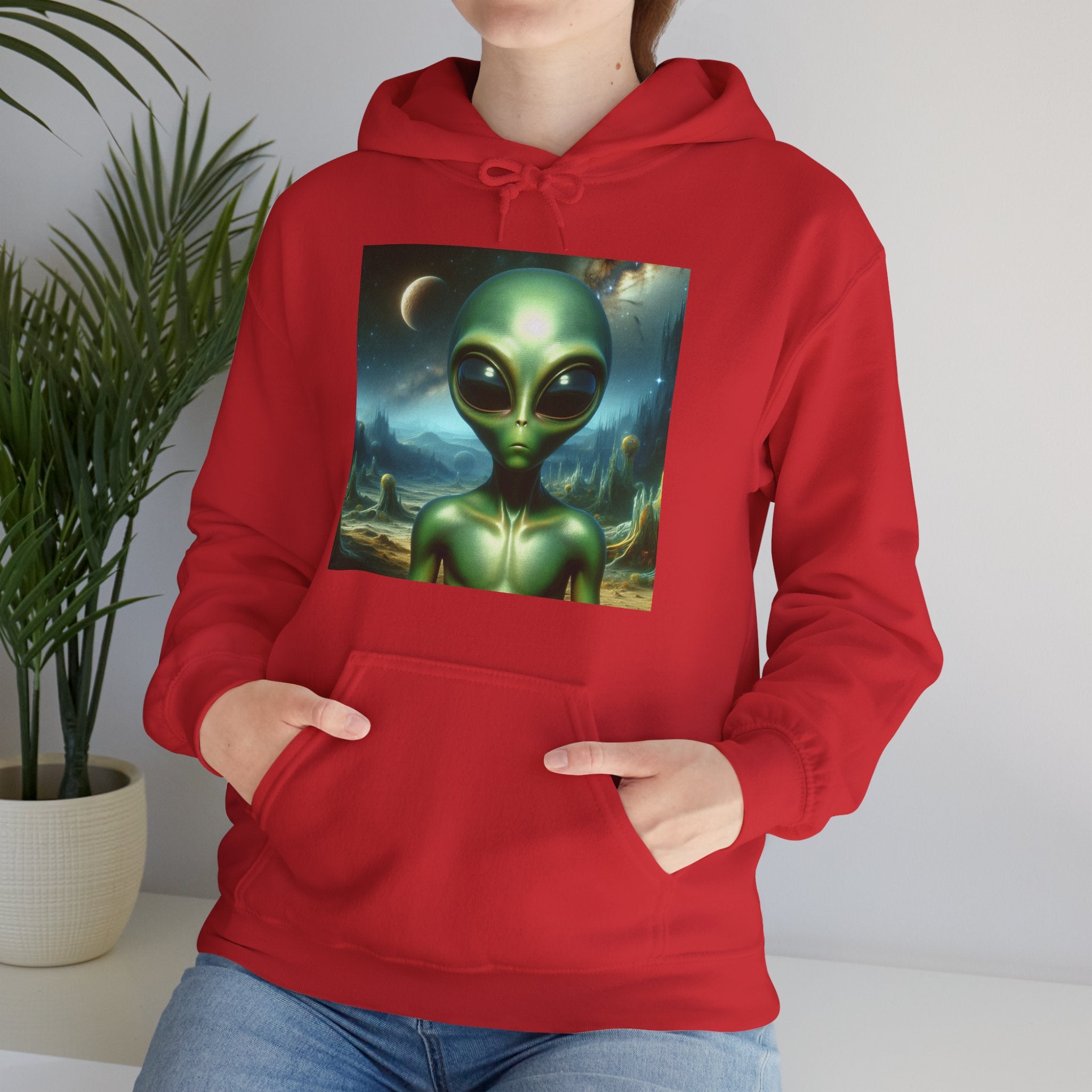Alien Graphic Hoodie — Green Outer Space Alien Hoodie Sweatshirt