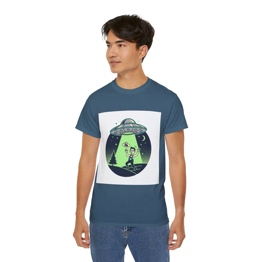 Alien Abduction T-Shirt — Retro UFO Beam Graphic Tee
