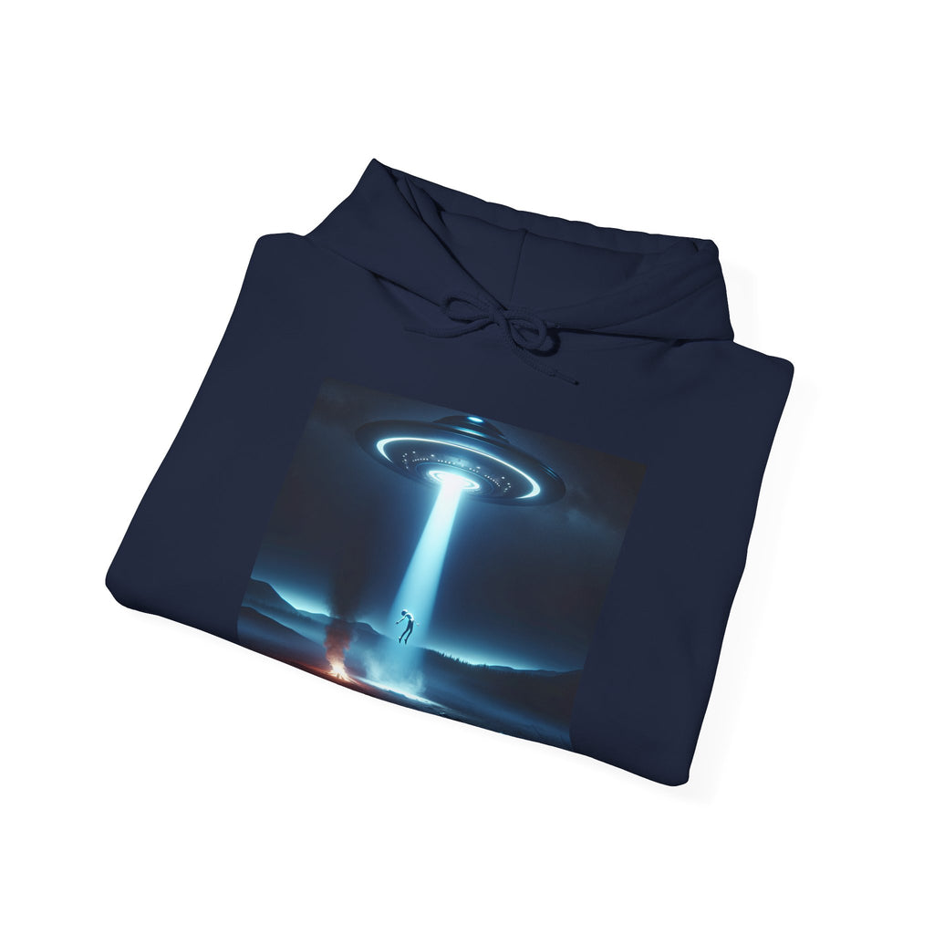 Alien Abduction Hoodie — Spaceship Tractor Beam Graphic Sweatshirt