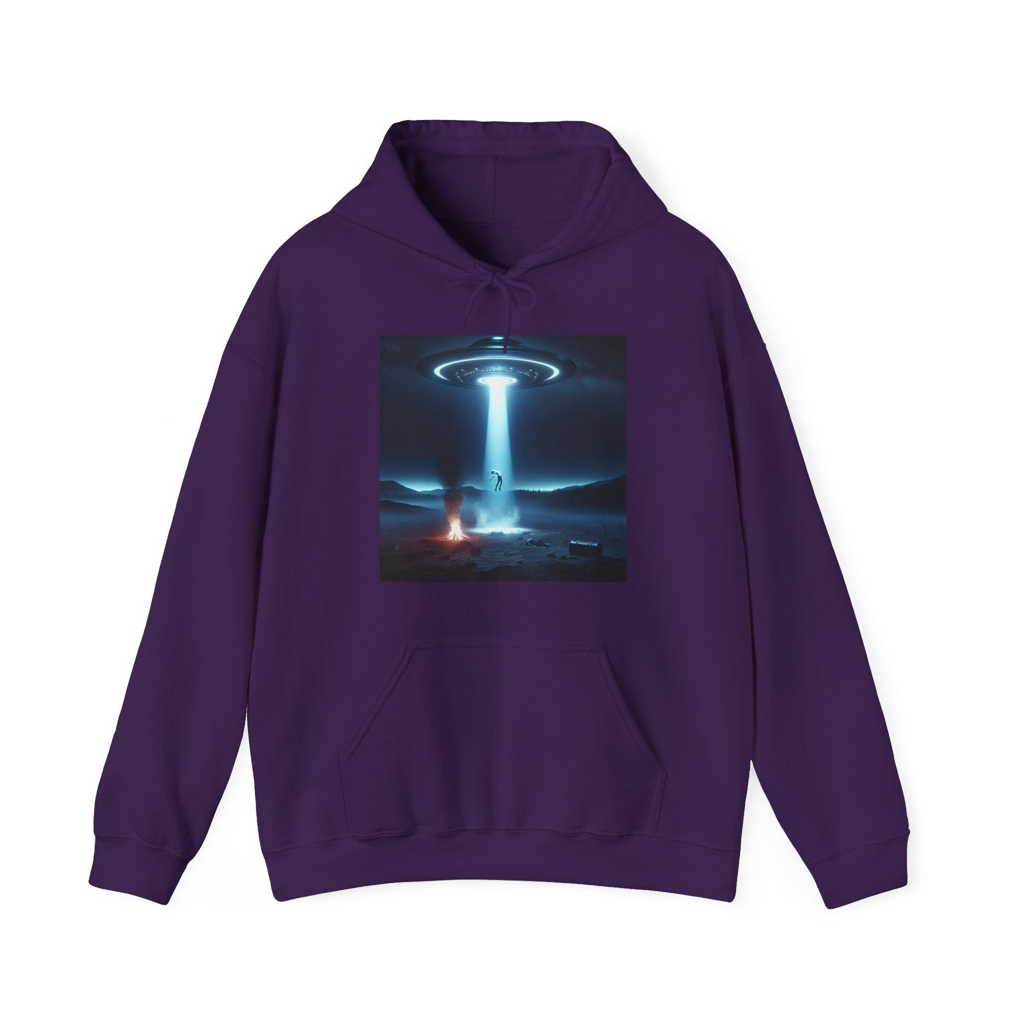 Alien Abduction Hoodie — Spaceship Tractor Beam Graphic Sweatshirt