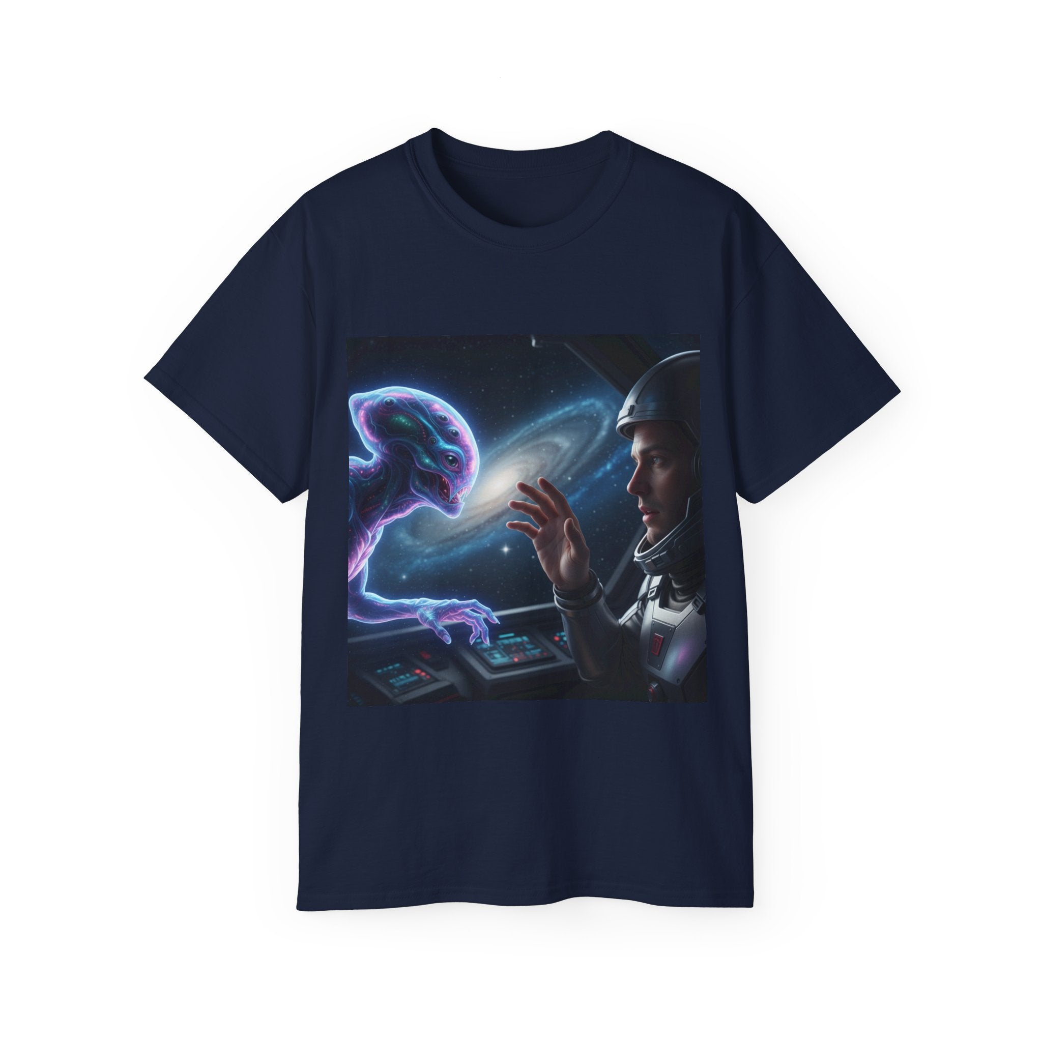 Astronaut & Hologram Alien Tee — Sci‑Fi Space Graphic T‑Shirt Adult Unisex