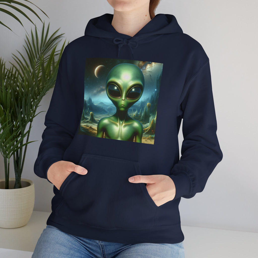 Alien Graphic Hoodie — Green Outer Space Alien Hoodie Sweatshirt