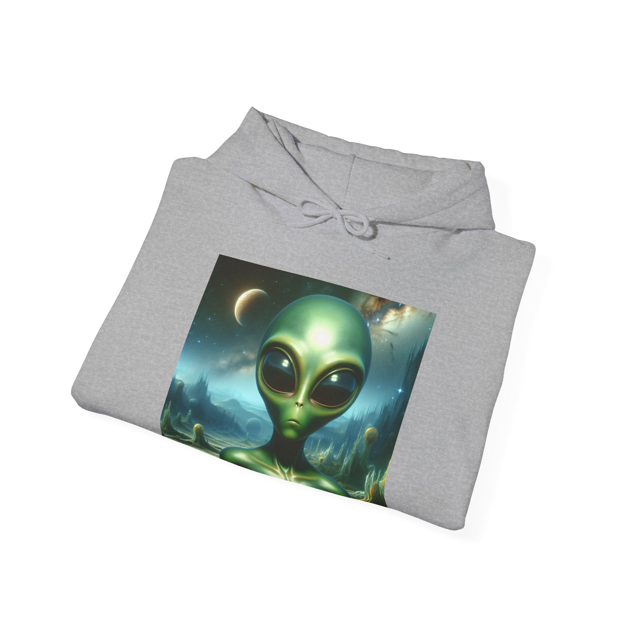 Alien Graphic Hoodie — Green Outer Space Alien Hoodie Sweatshirt