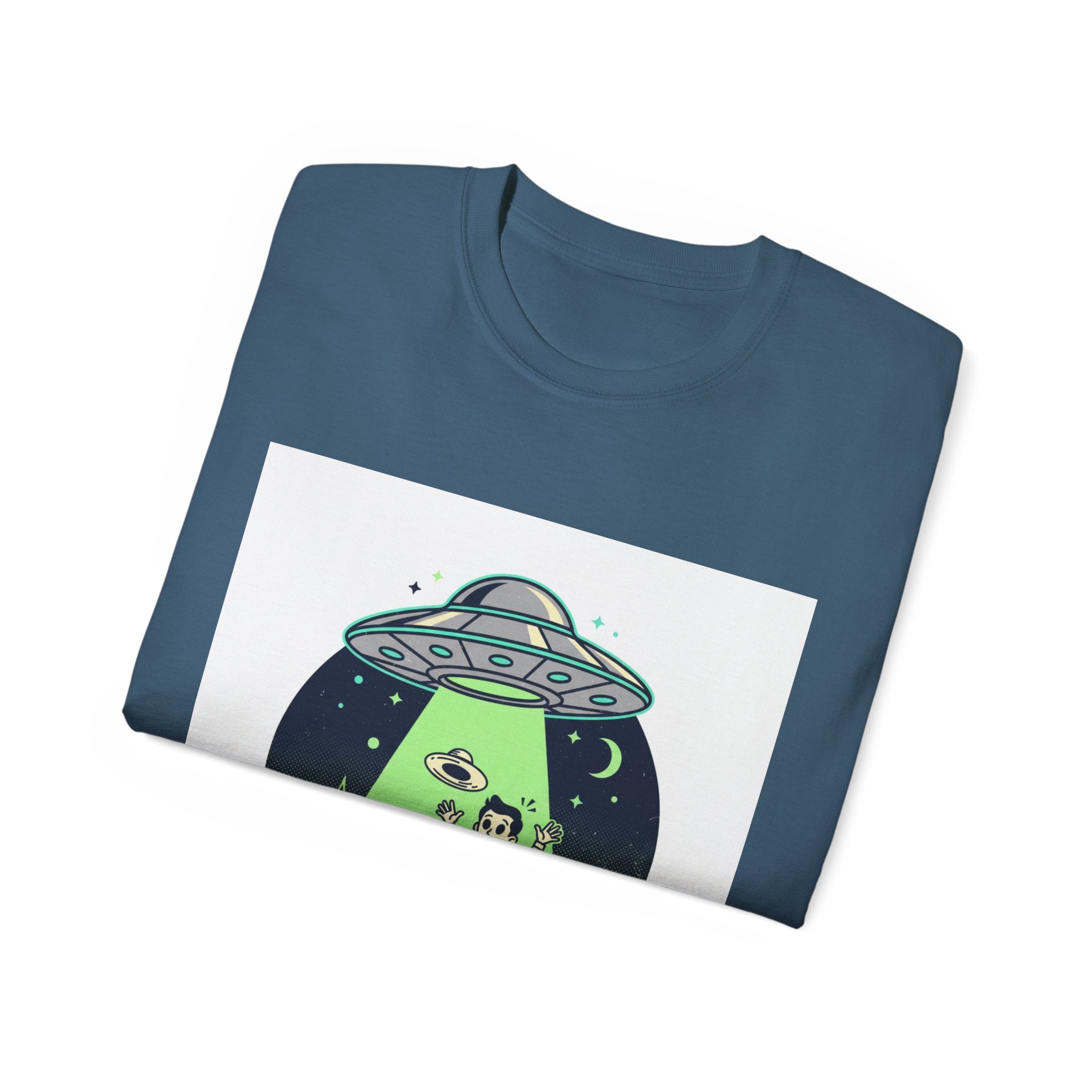 Alien Abduction T-Shirt — Retro UFO Beam Graphic Tee