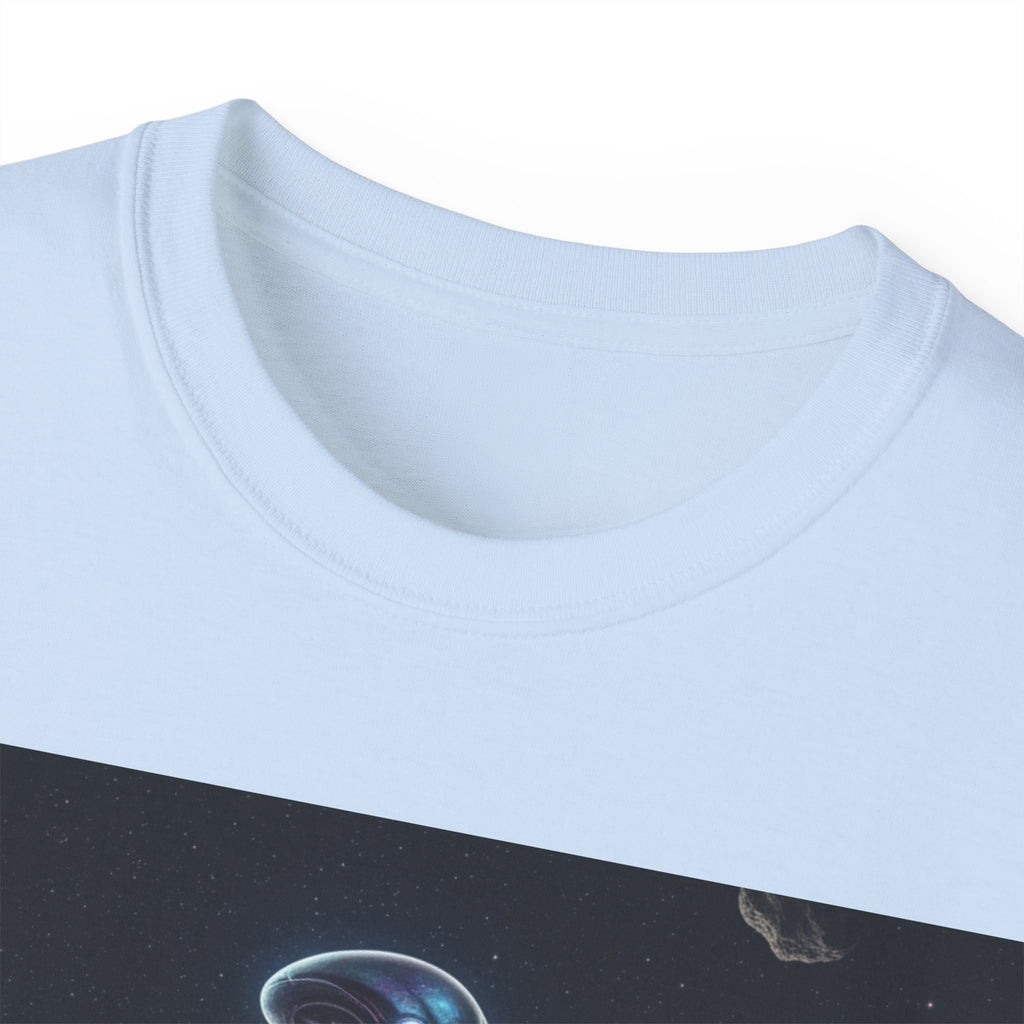 Camiseta con silueta de extraterrestre cósmico — Camiseta de arte espacial de nebulosa galáctica