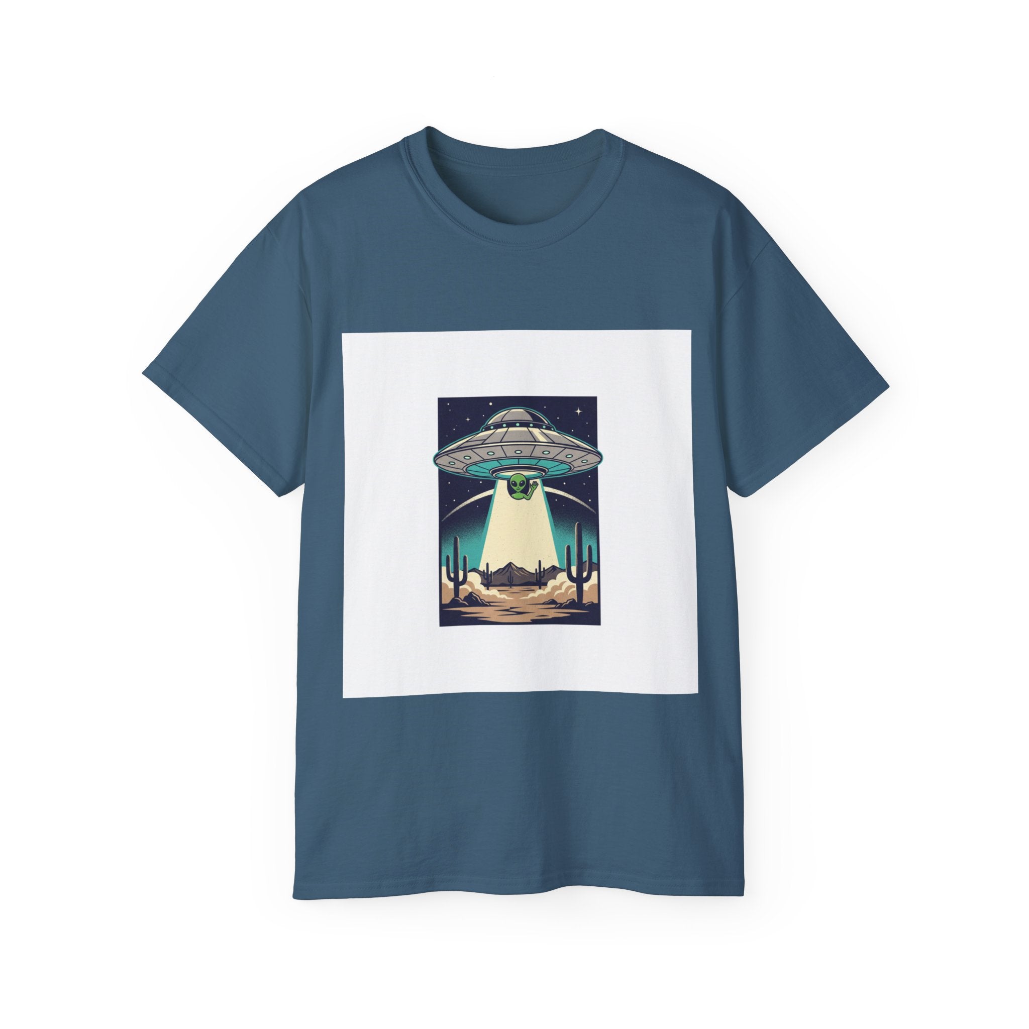Alien Spaceship Tee — Retro UFO Abduction Desert Graphic T-Shirt Adult Unisex