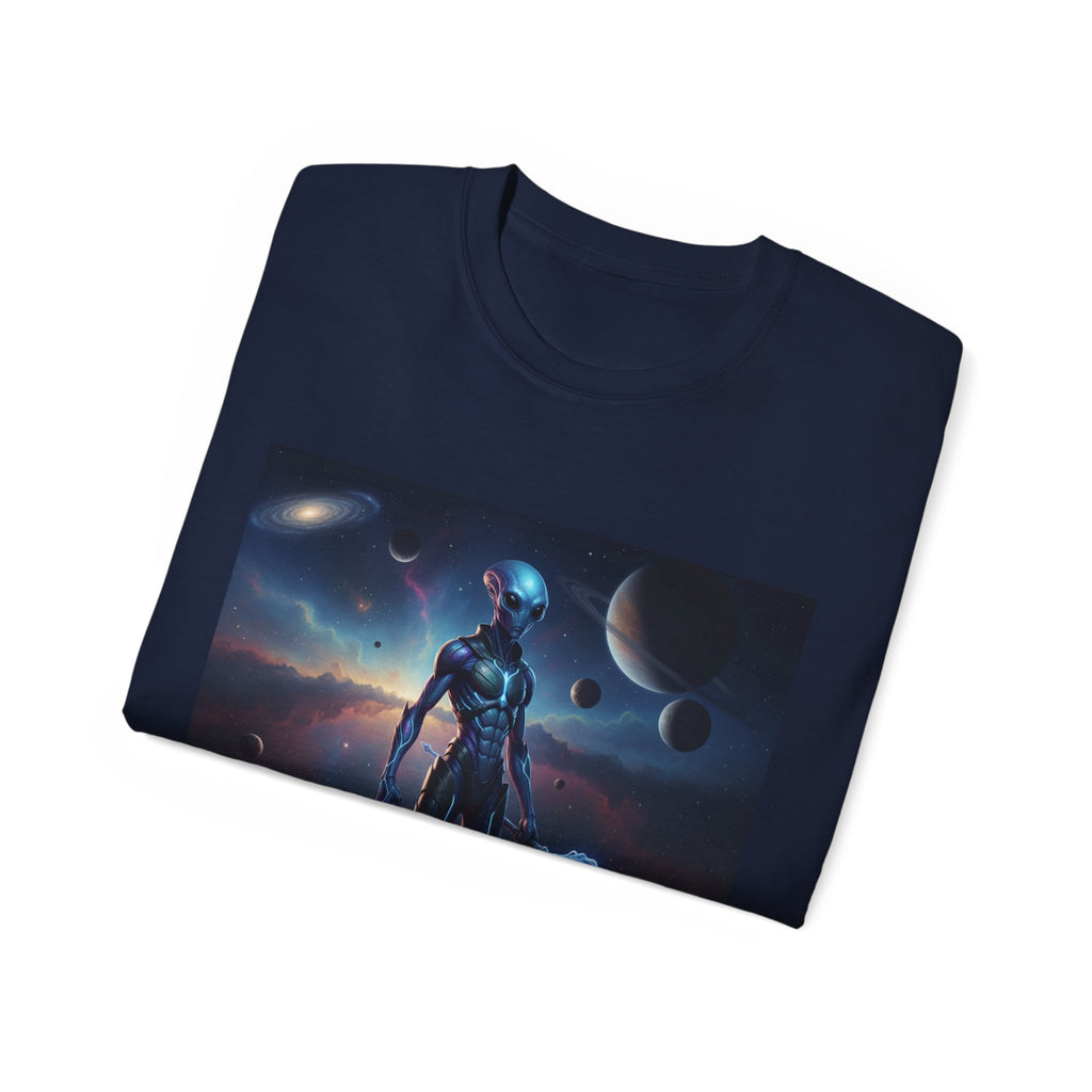 Camiseta de ciencia ficción de guerrero alienígena — Camiseta de explorador espacial de androide cósmico