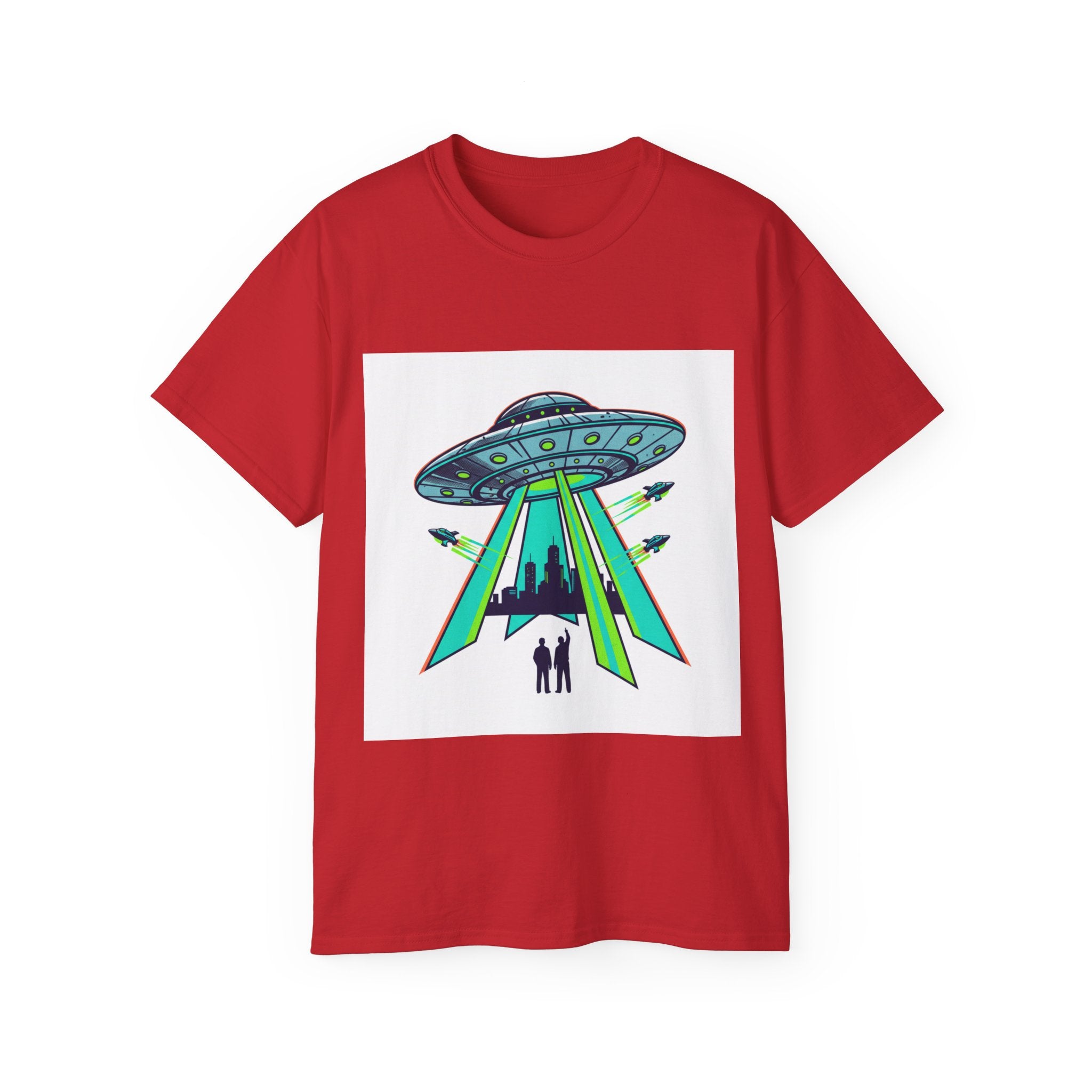 Alien Abduction Graphic Tee — Retro UFO Beam Design