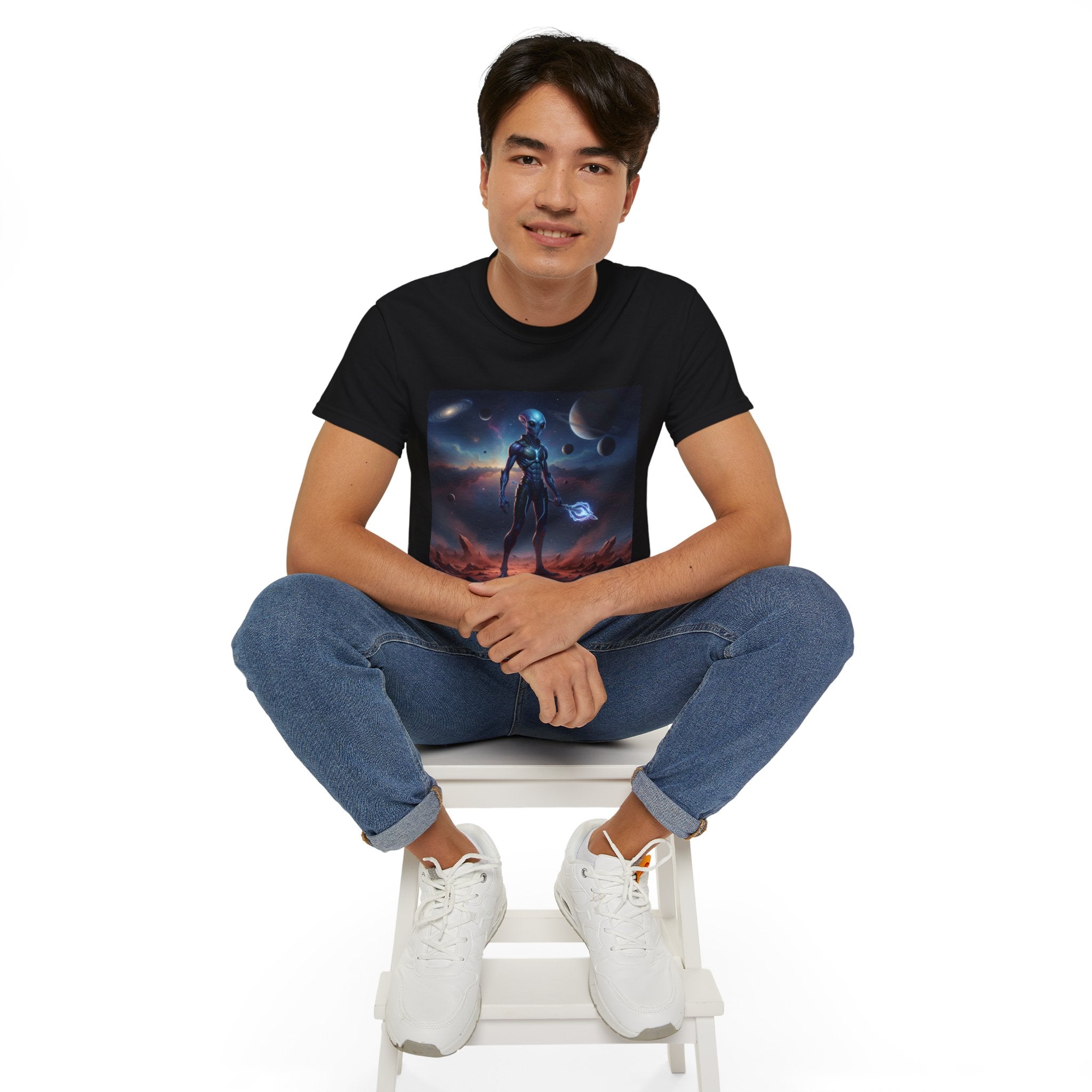 Camiseta de ciencia ficción de guerrero alienígena — Camiseta de explorador espacial de androide cósmico