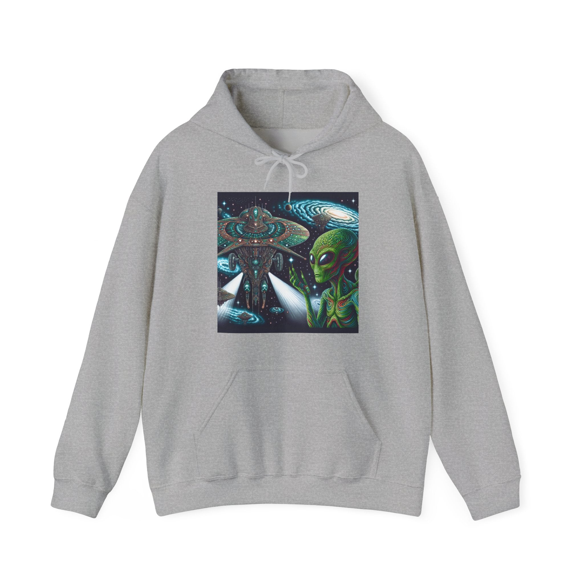 Alien Spaceship Hoodie — Extraterrestrial UFO Graphic Sweatshirt