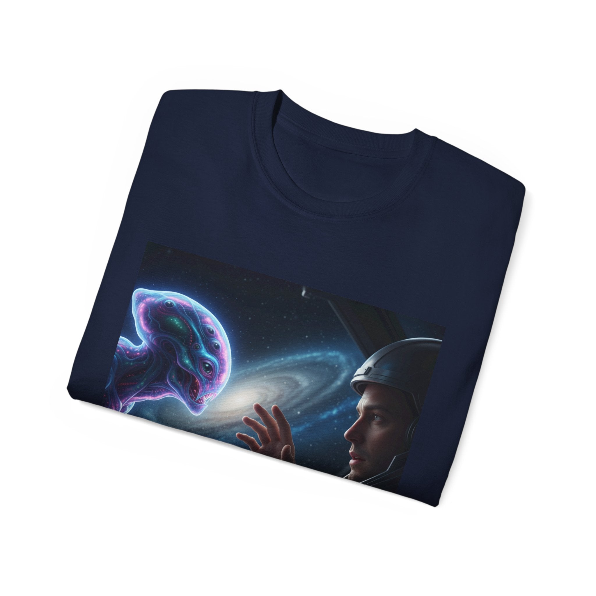 Astronaut & Hologram Alien Tee — Sci‑Fi Space Graphic T‑Shirt Adult Unisex