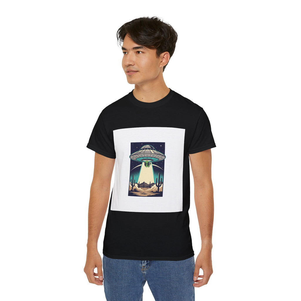 Alien Spaceship Tee — Retro UFO Abduction Desert Graphic T-Shirt Adult Unisex