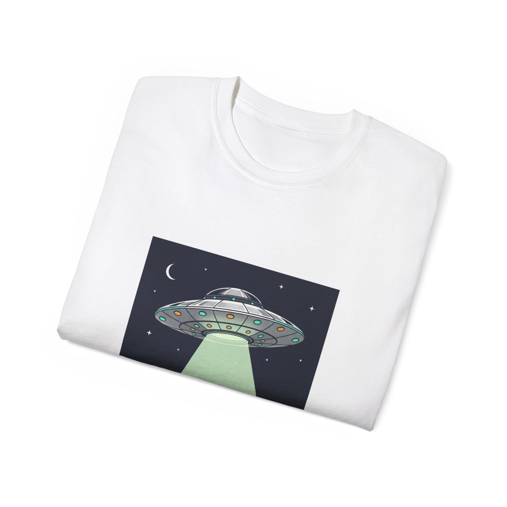 Alien Abduction Car T-Shirt — UFO Night Graphic Tee Adult Unisex