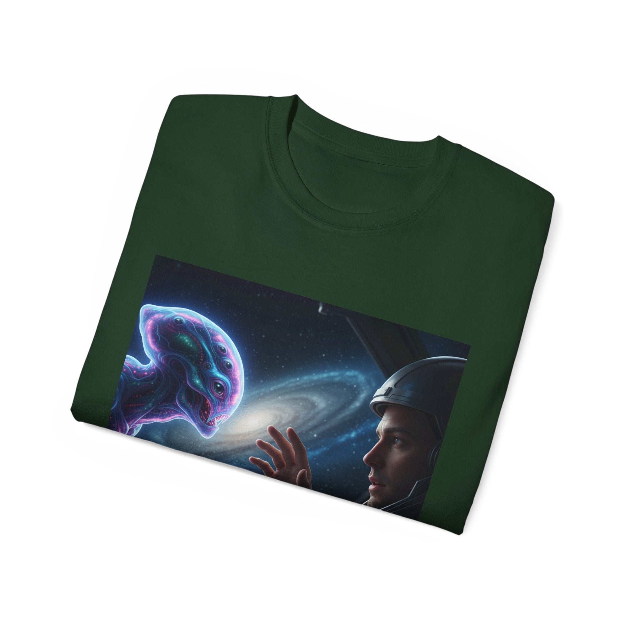 Astronaut & Hologram Alien Tee — Sci‑Fi Space Graphic T‑Shirt Adult Unisex