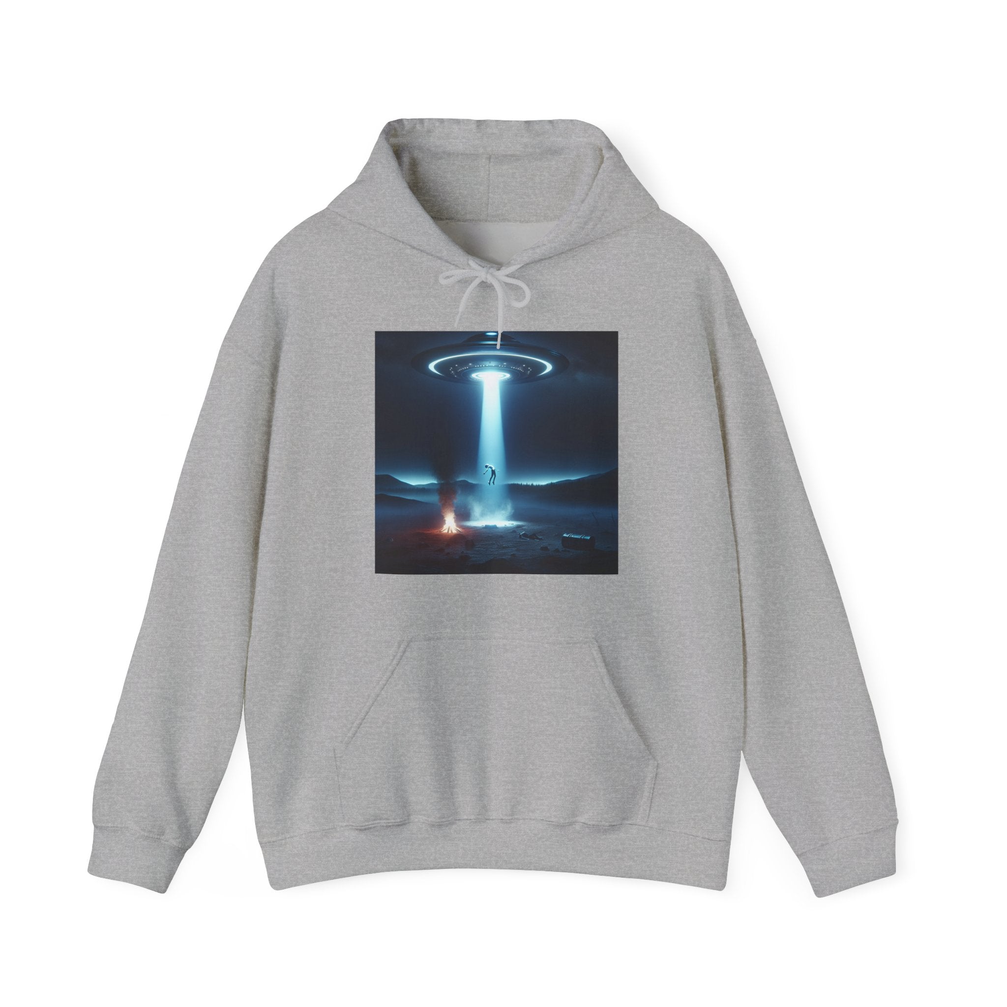 Alien Abduction Hoodie — Spaceship Tractor Beam Graphic Sweatshirt