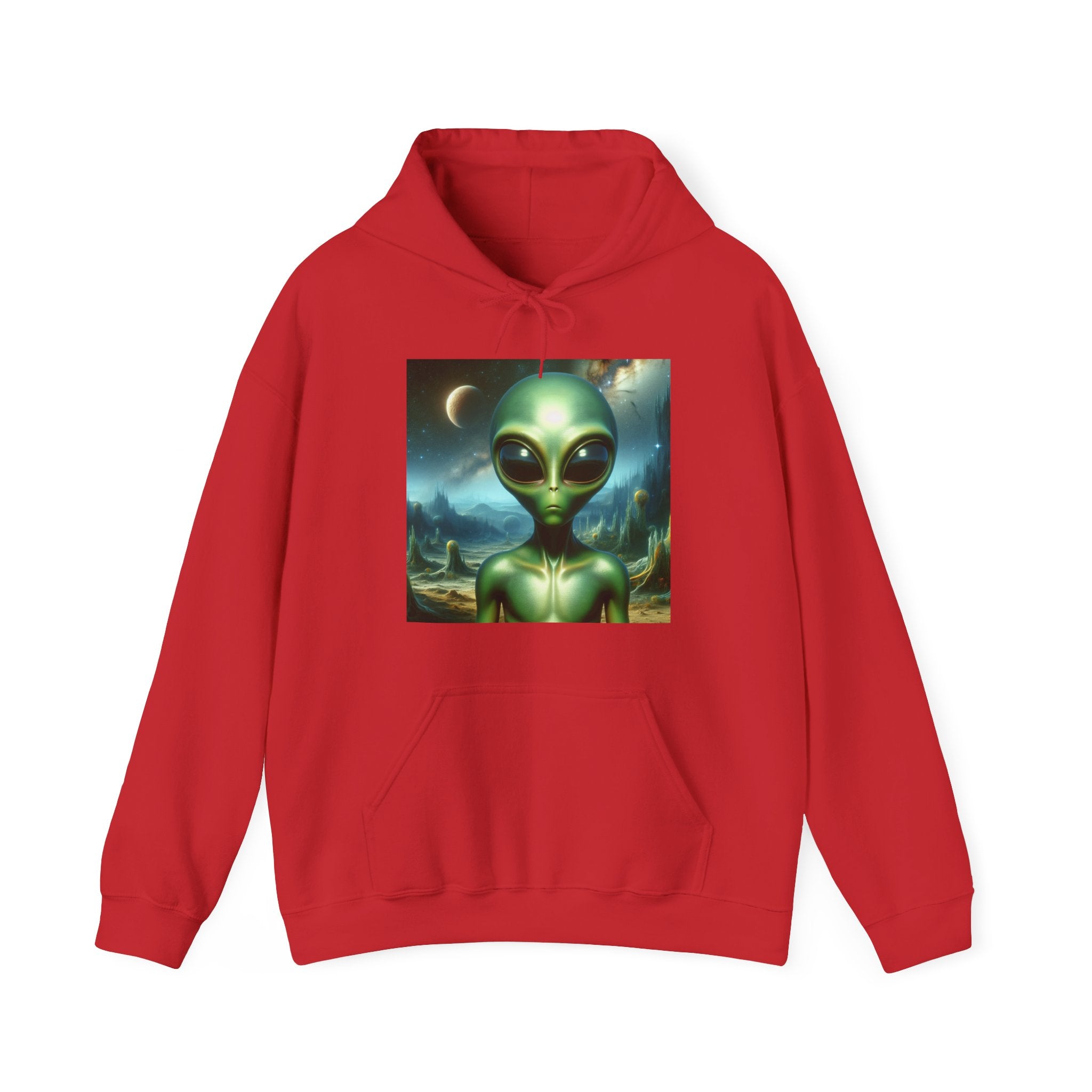 Alien Graphic Hoodie — Green Outer Space Alien Hoodie Sweatshirt