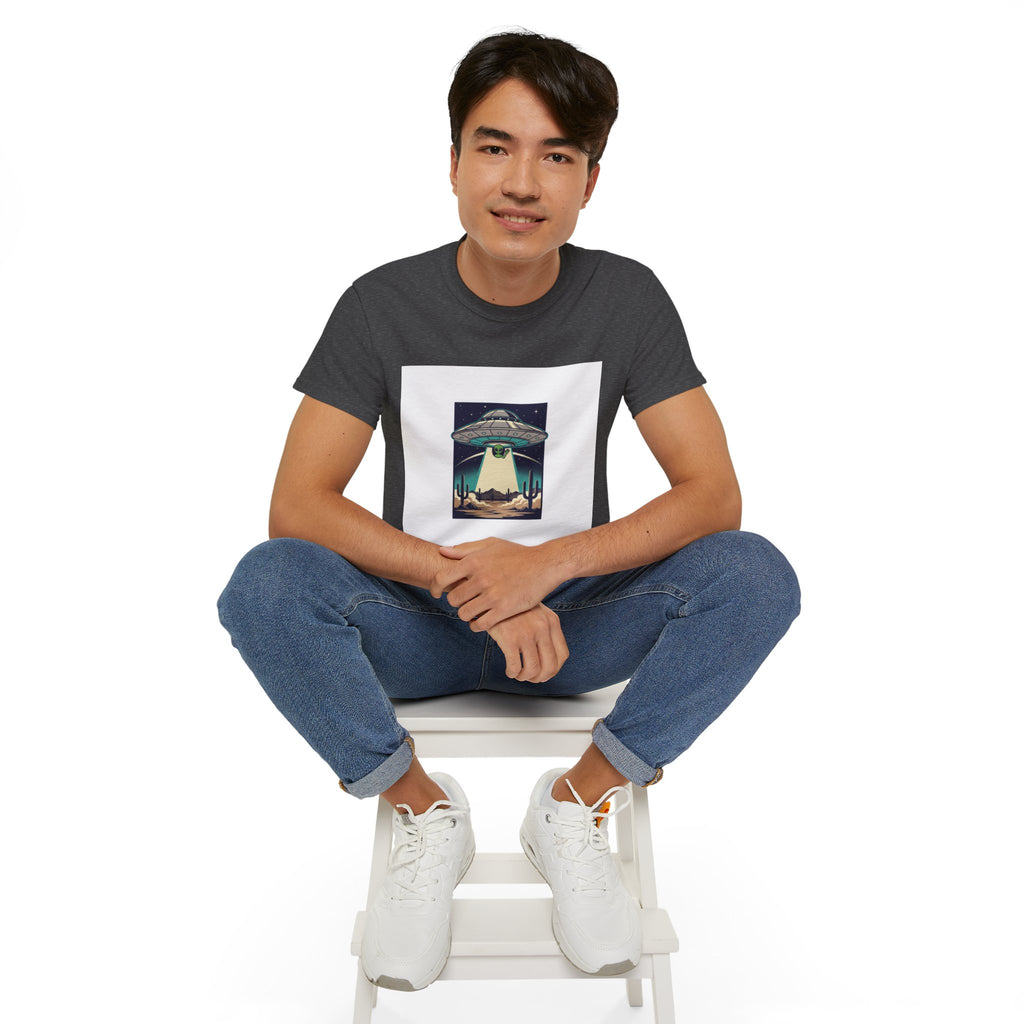 Alien Spaceship Tee — Retro UFO Abduction Desert Graphic T-Shirt Adult Unisex