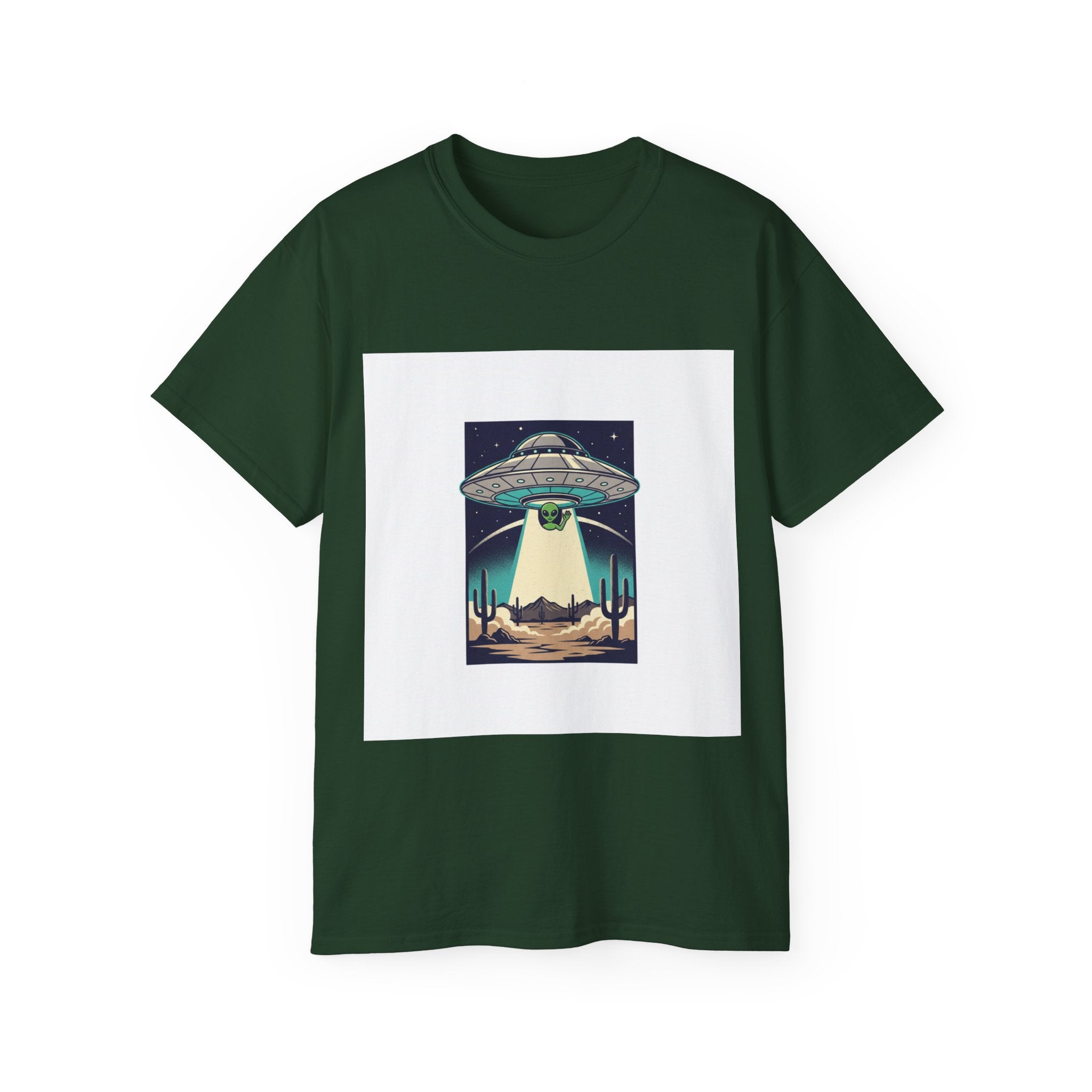 Alien Spaceship Tee — Retro UFO Abduction Desert Graphic T-Shirt Adult Unisex