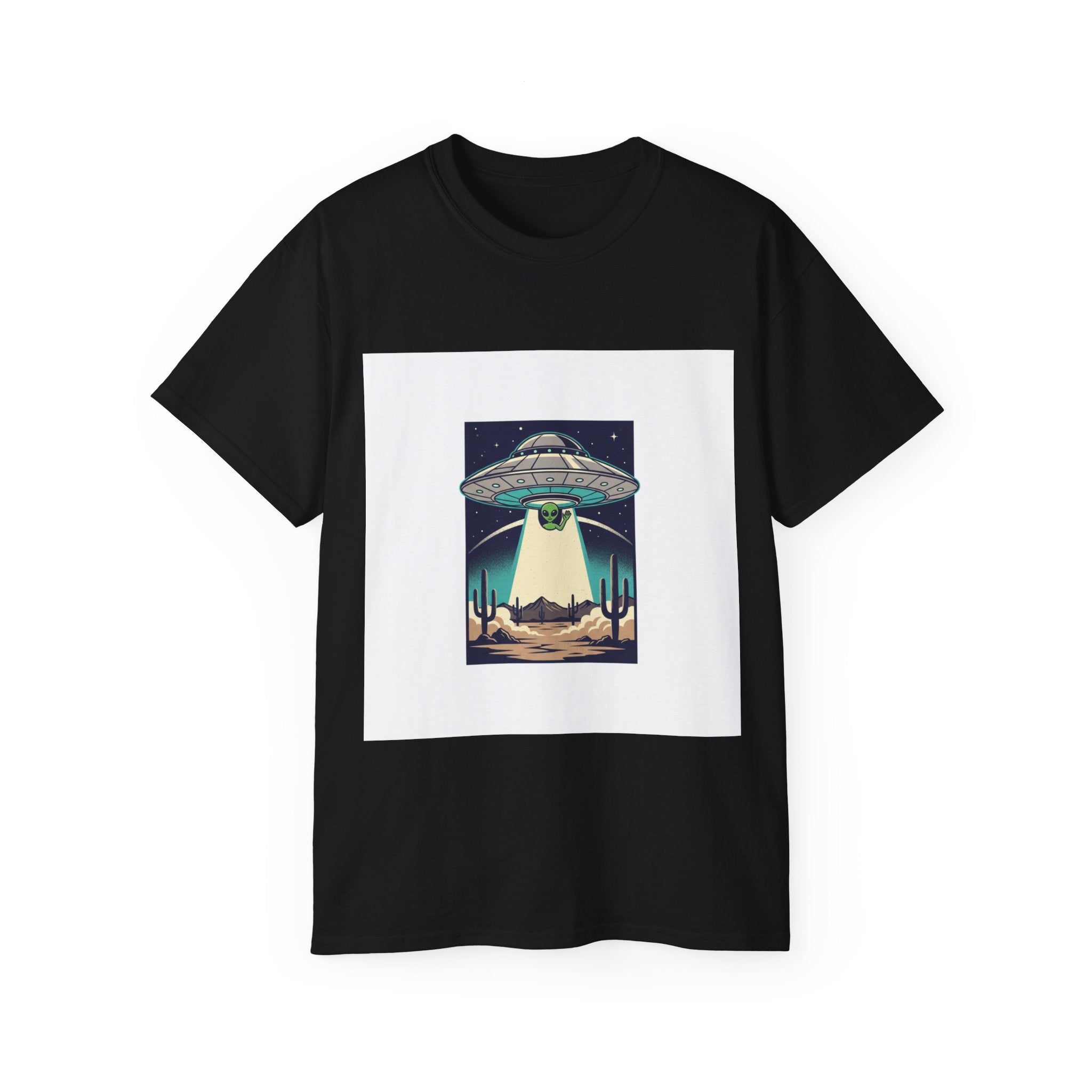 Alien Spaceship Tee — Retro UFO Abduction Desert Graphic T-Shirt Adult Unisex