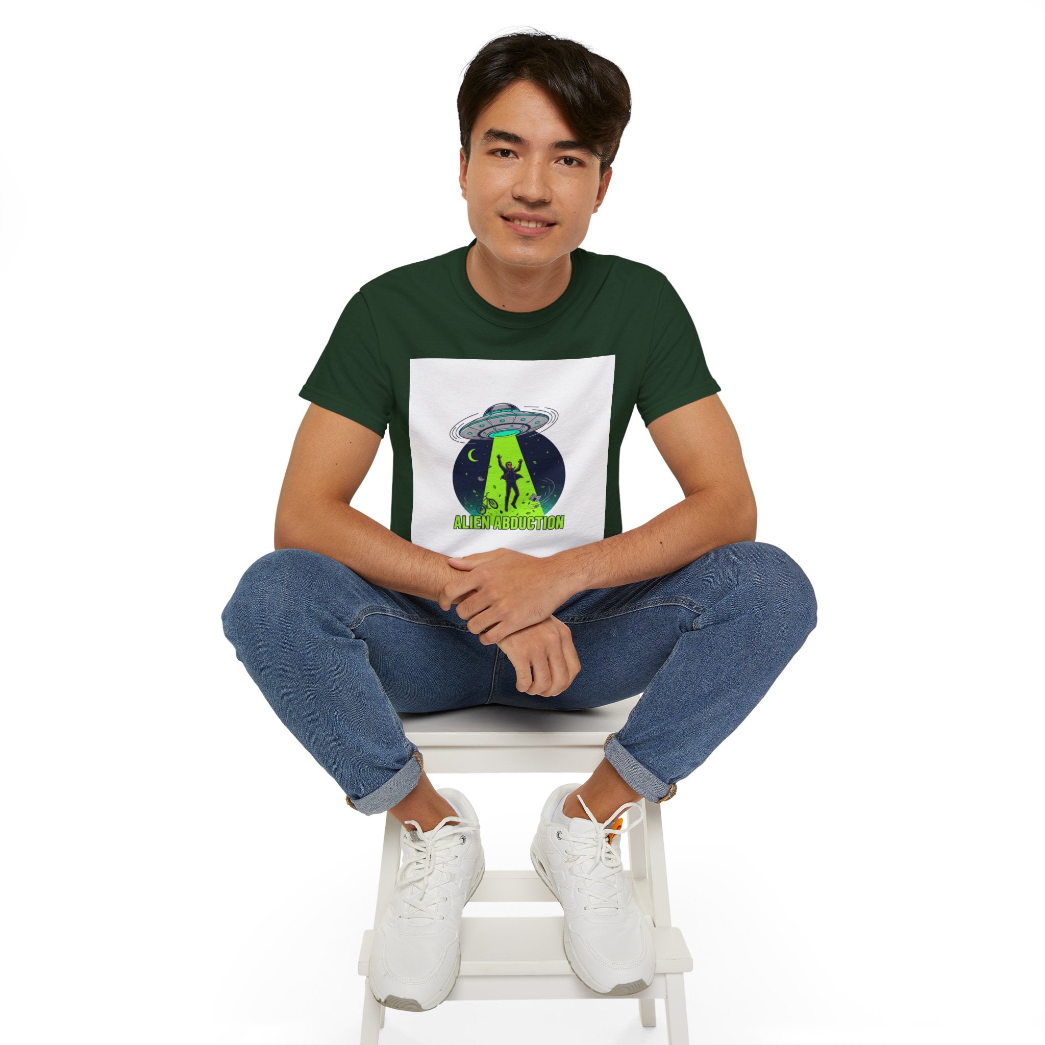 Alien Abduction T-Shirt — UFO Beam Silhouette Tee
