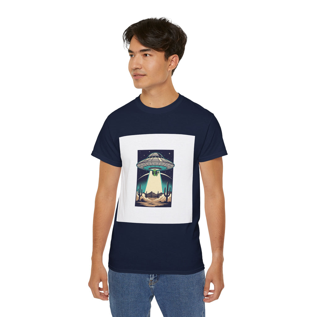 Alien Spaceship Tee — Retro UFO Abduction Desert Graphic T-Shirt Adult Unisex
