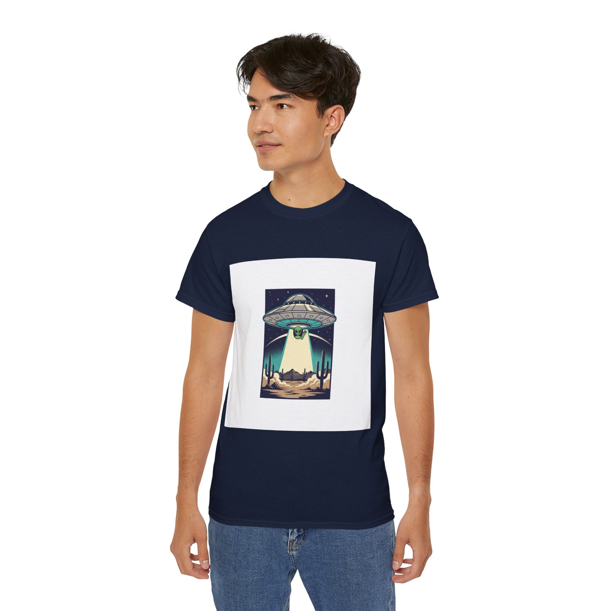 Alien Spaceship Tee — Retro UFO Abduction Desert Graphic T-Shirt Adult Unisex