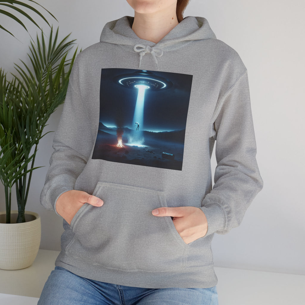 Alien Abduction Hoodie — Spaceship Tractor Beam Graphic Sweatshirt