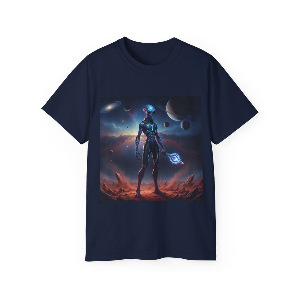 Camiseta de ciencia ficción de guerrero alienígena — Camiseta de explorador espacial de androide cósmico