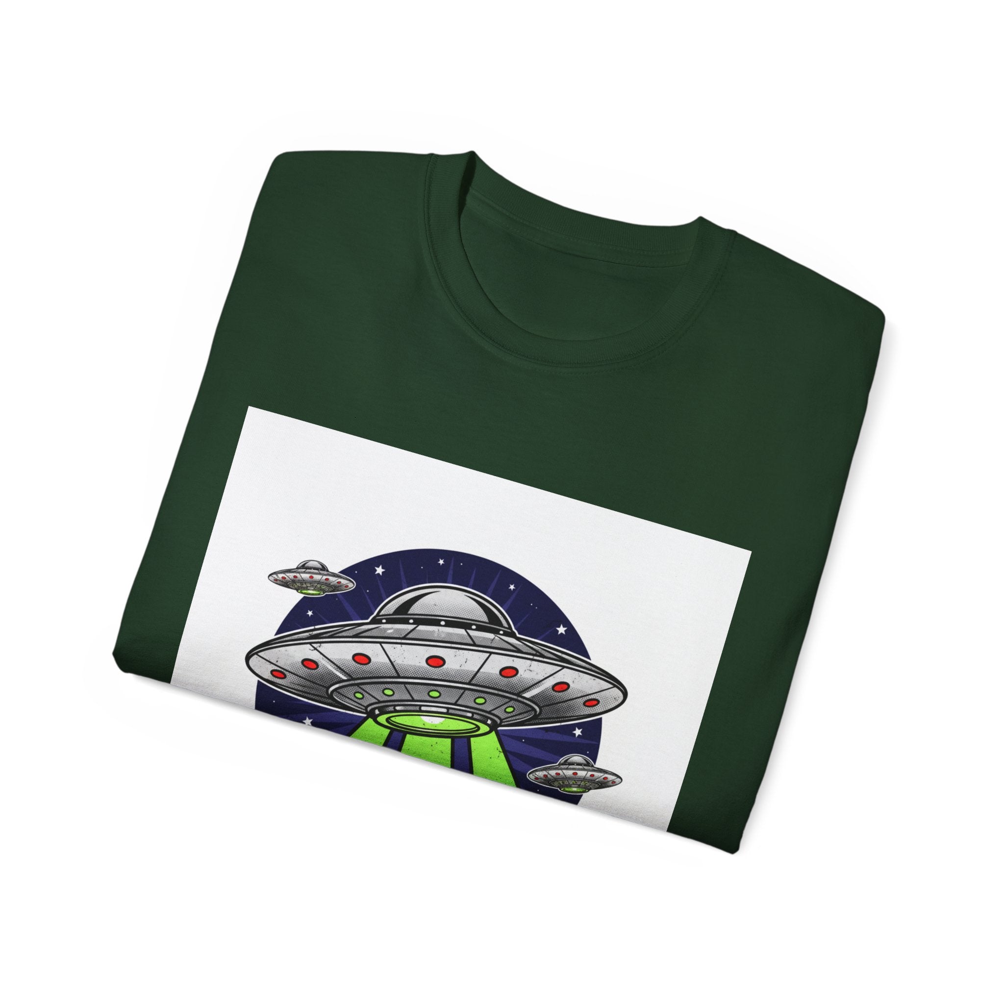 UFO Cow Abduction T-Shirt — Retro Alien Spaceship Tee Adult Unisex