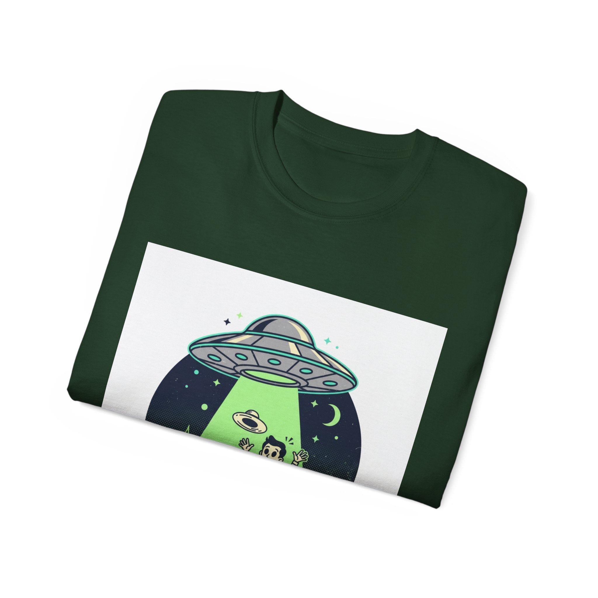 Alien Abduction T-Shirt — Retro UFO Beam Graphic Tee