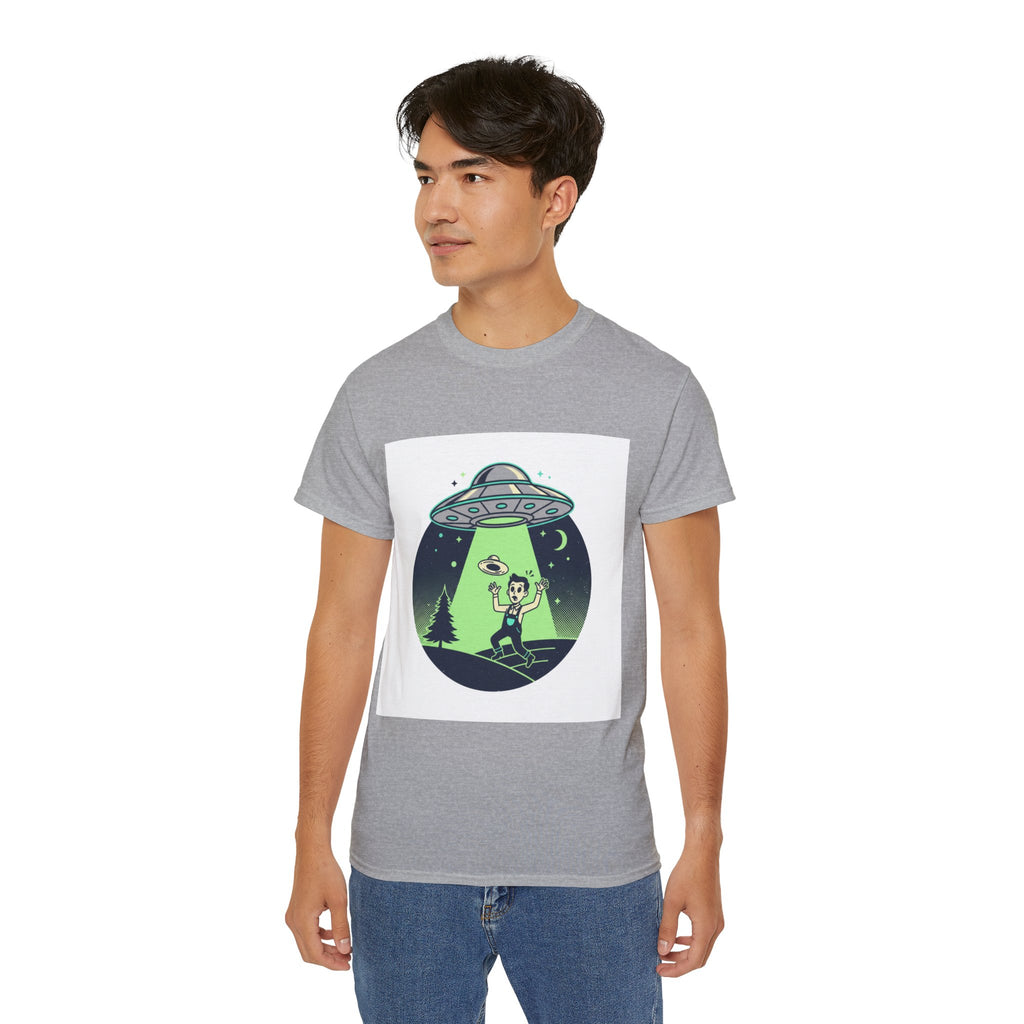Alien Abduction T-Shirt — Retro UFO Beam Graphic Tee