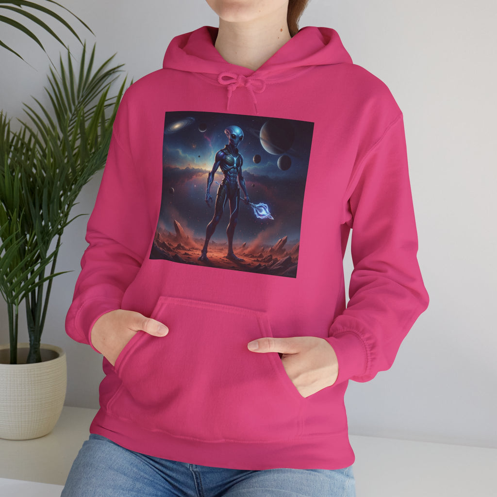 Sci‑Fi Alien Warrior Hoodie — Cosmic Space Landscape Graphic Sweatshirt