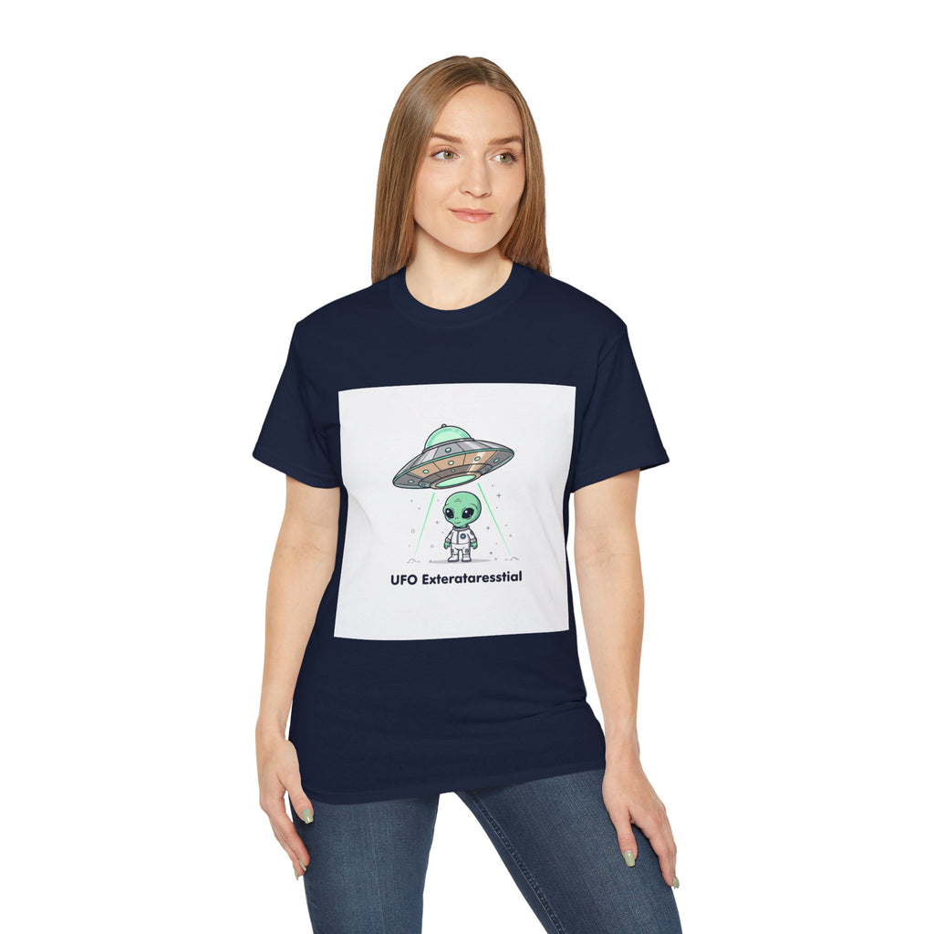 Alien UFO T-Shirt — "UFO Extraterrestrial" Cute Space Graphic Tee Adult Unisex
