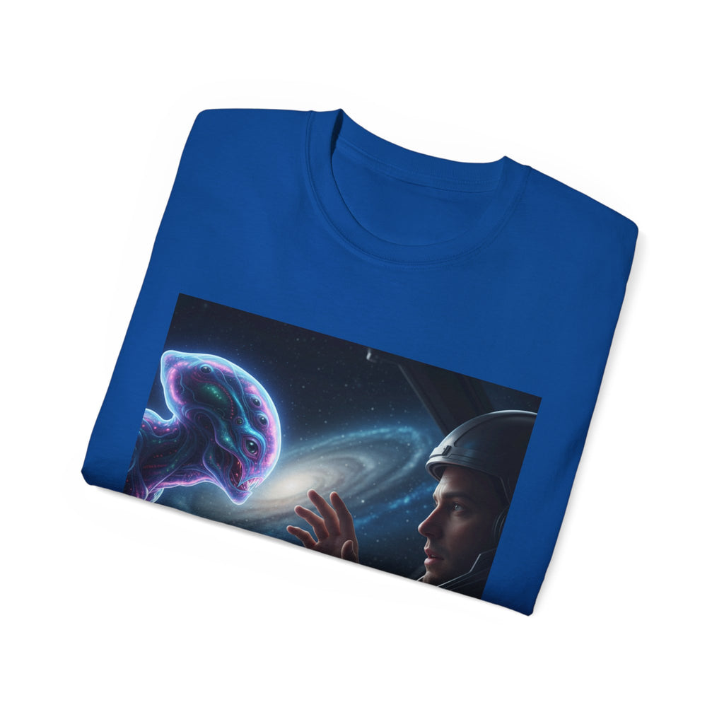 Astronaut & Hologram Alien Tee — Sci‑Fi Space Graphic T‑Shirt Adult Unisex