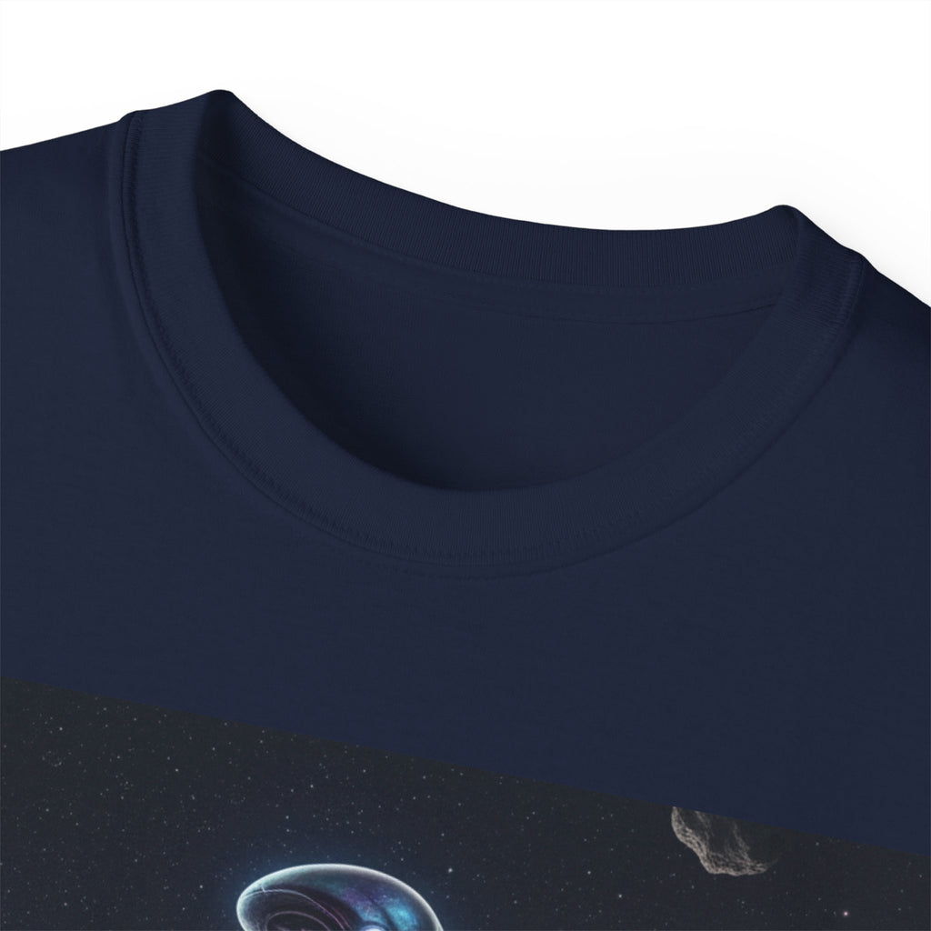 Camiseta con silueta de extraterrestre cósmico — Camiseta de arte espacial de nebulosa galáctica