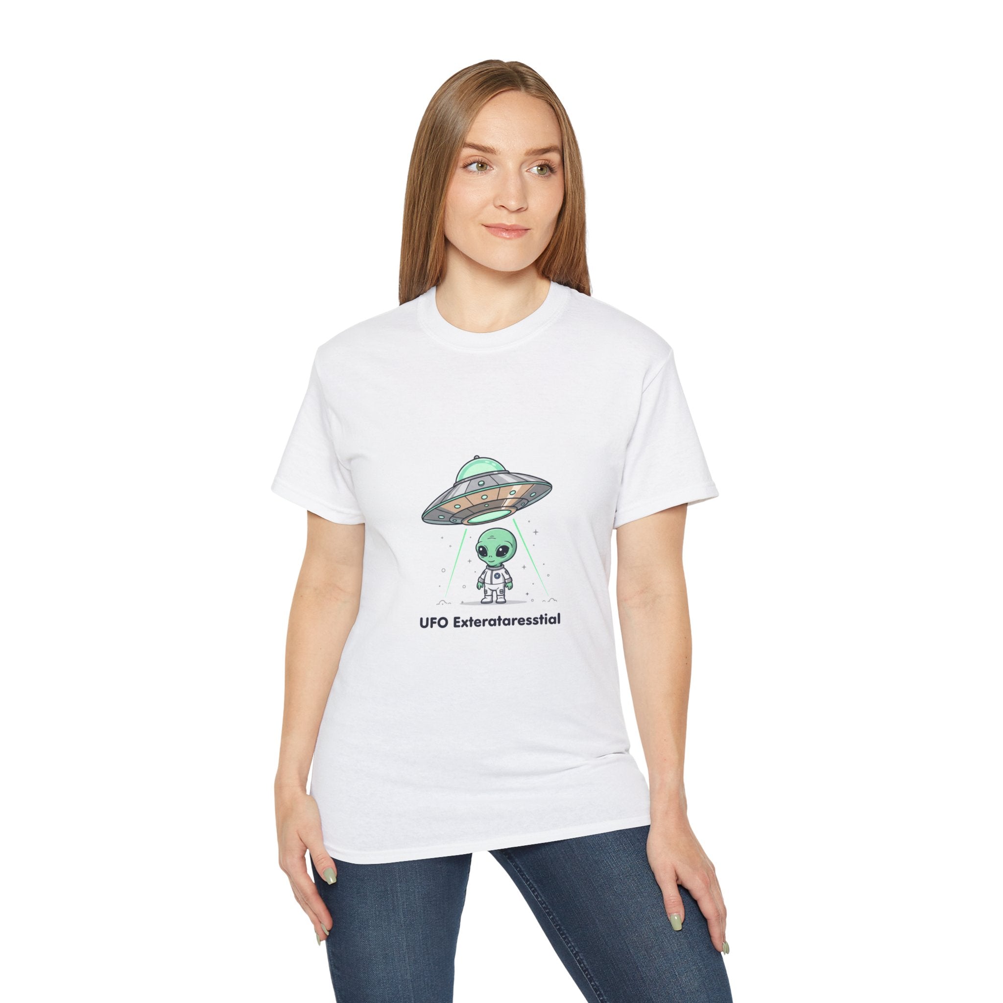 Alien UFO T-Shirt — "UFO Extraterrestrial" Cute Space Graphic Tee Adult Unisex