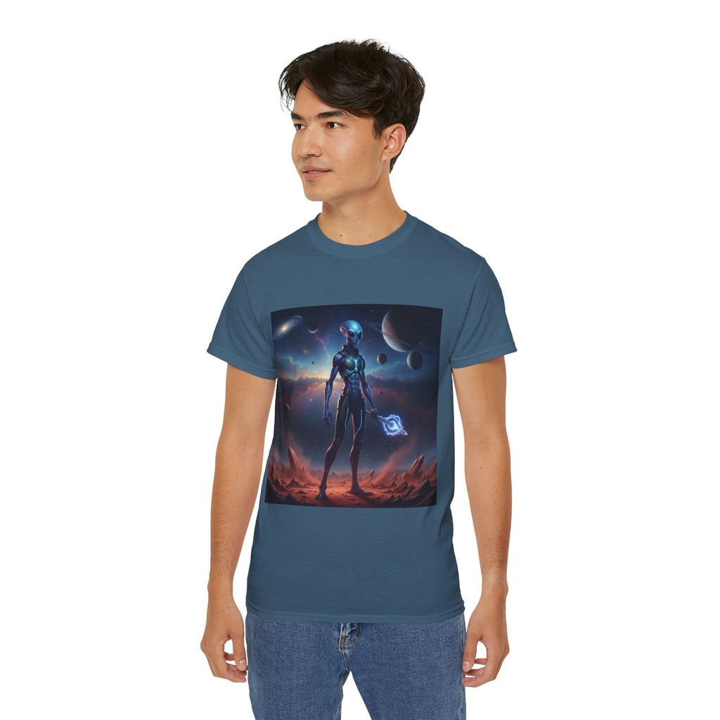Camiseta de ciencia ficción de guerrero alienígena — Camiseta de explorador espacial de androide cósmico