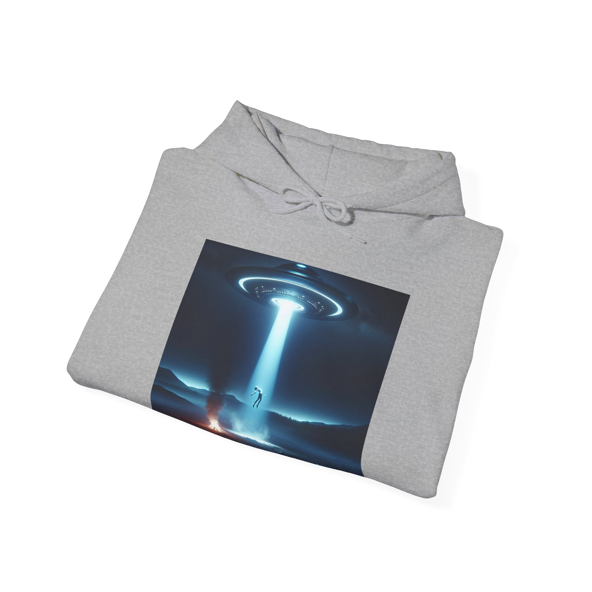 Alien Abduction Hoodie — Spaceship Tractor Beam Graphic Sweatshirt