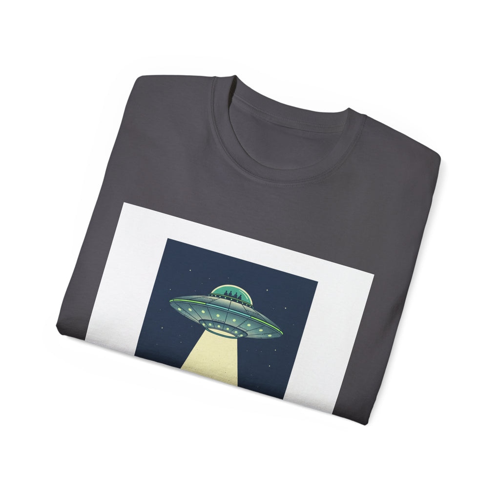 UFO Abduction Graphic Tee — Vintage Car Alien Shirt Adult Unisex