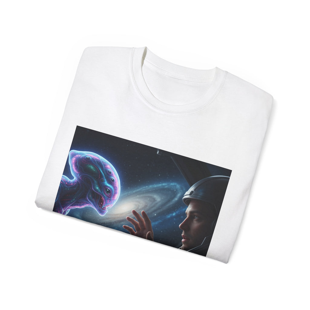 Astronaut & Hologram Alien Tee — Sci‑Fi Space Graphic T‑Shirt Adult Unisex