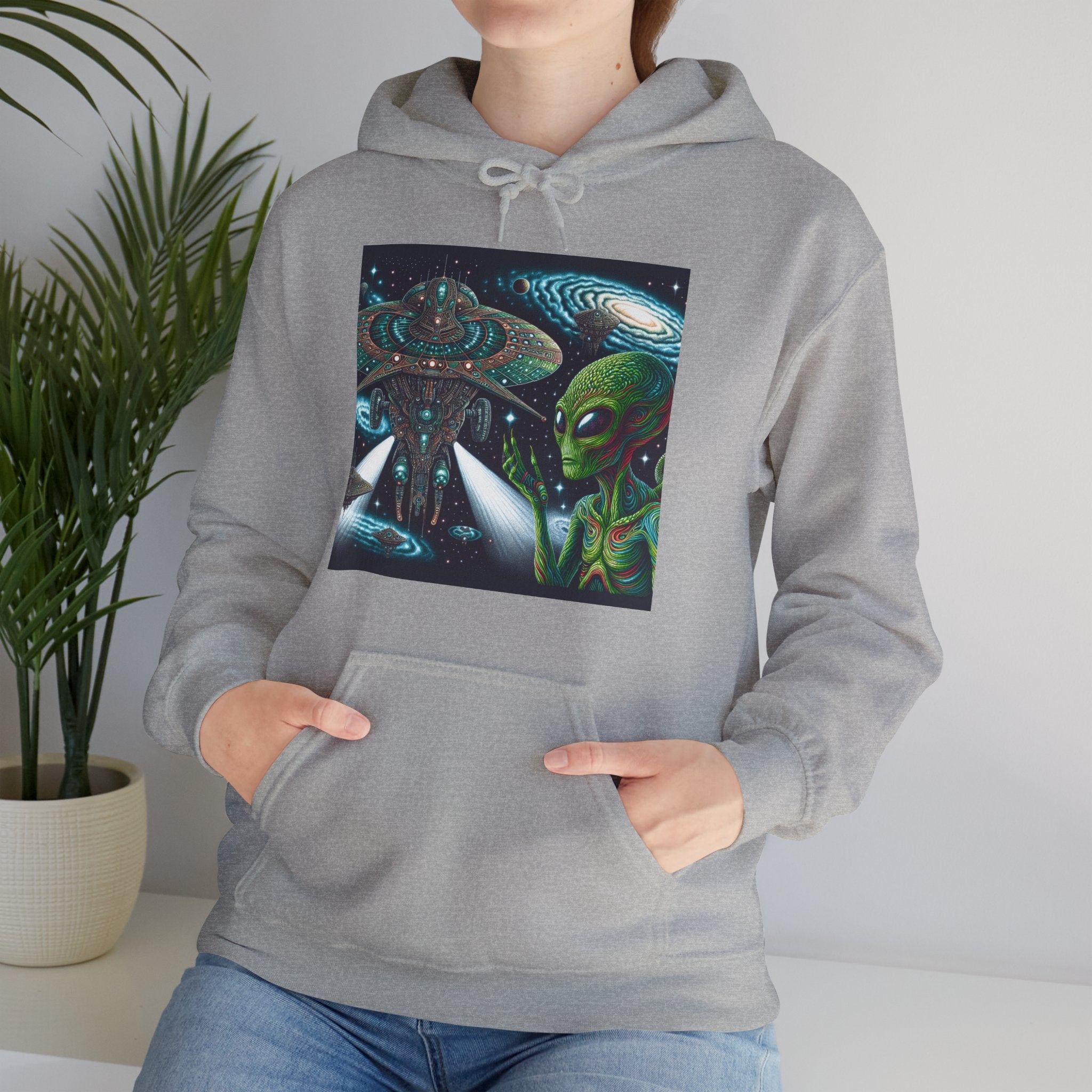 Alien Spaceship Hoodie — Extraterrestrial UFO Graphic Sweatshirt