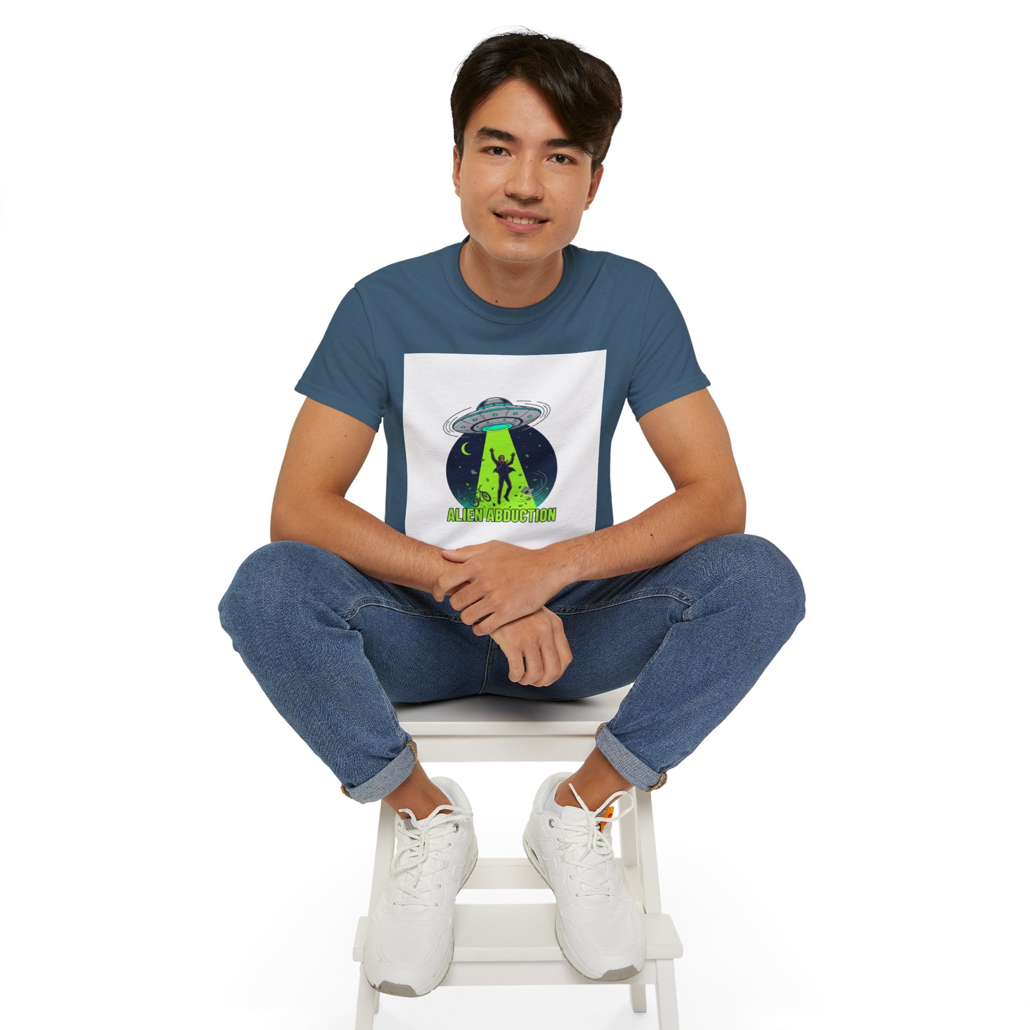 Alien Abduction T-Shirt — UFO Beam Silhouette Tee
