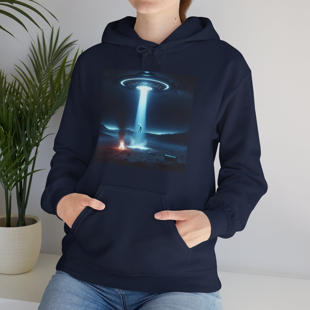 Alien Abduction Hoodie — Spaceship Tractor Beam Graphic Sweatshirt